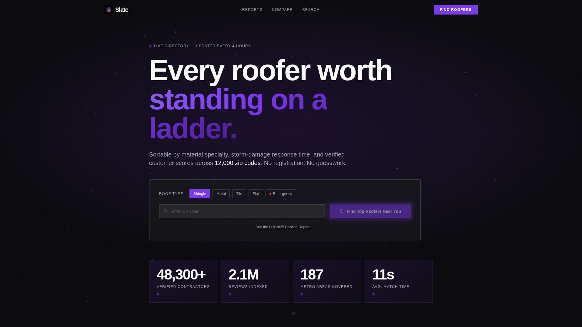 Slate - Dynamic Roofing Landing Page Template