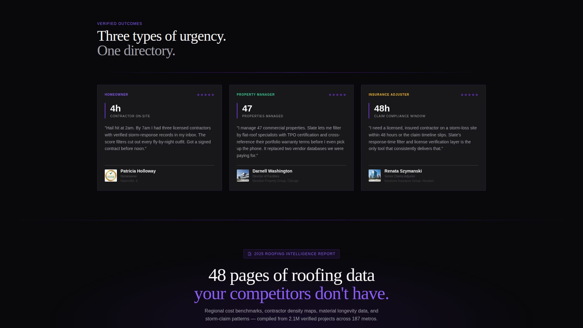 Slate - Dynamic Roofing Landing Page Template