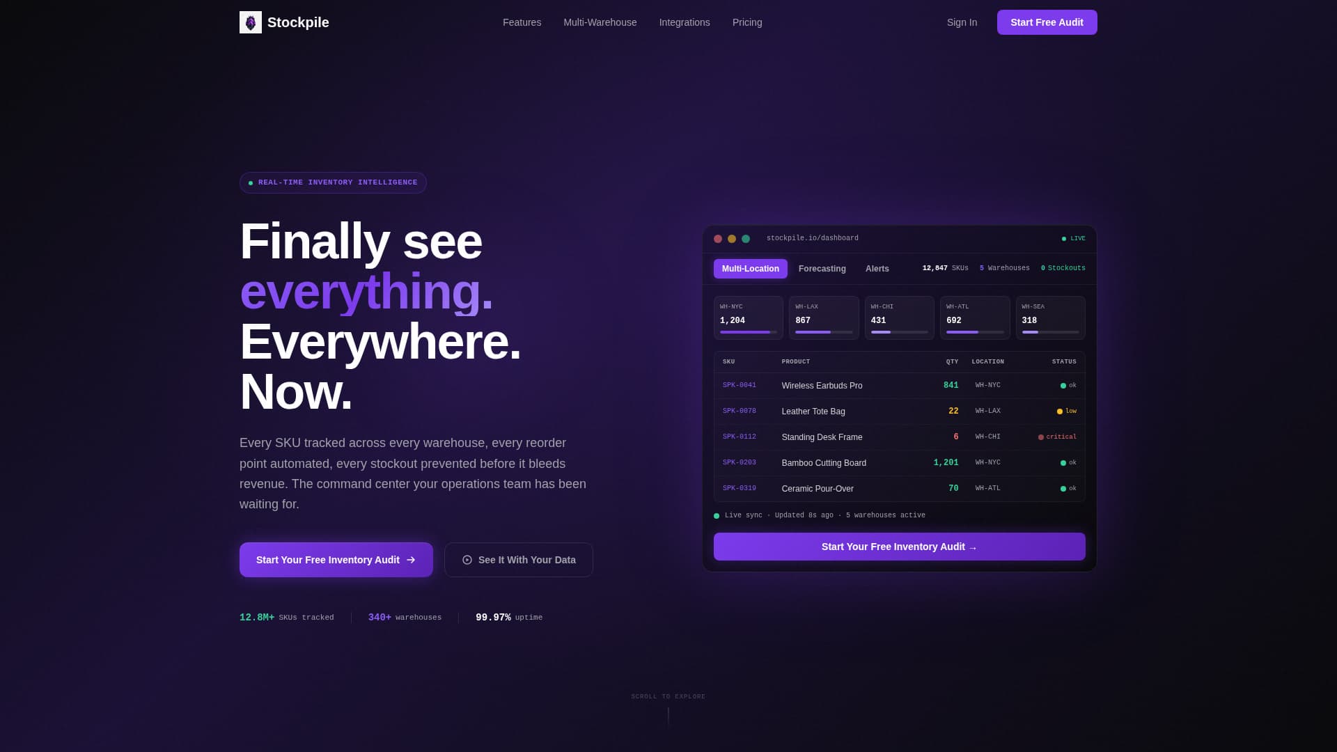 Vault — Inventory Management Landing Page Template