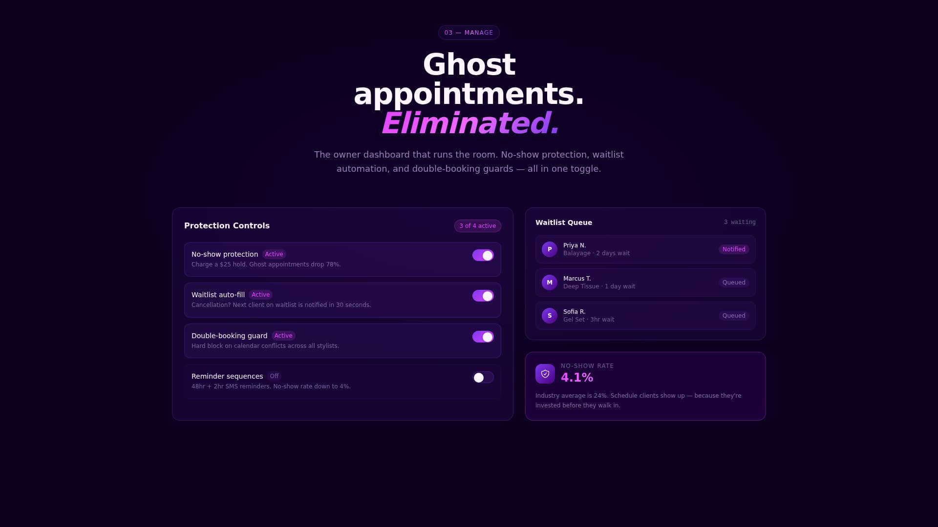 Schedule - Powerful Salon Landing Page Template