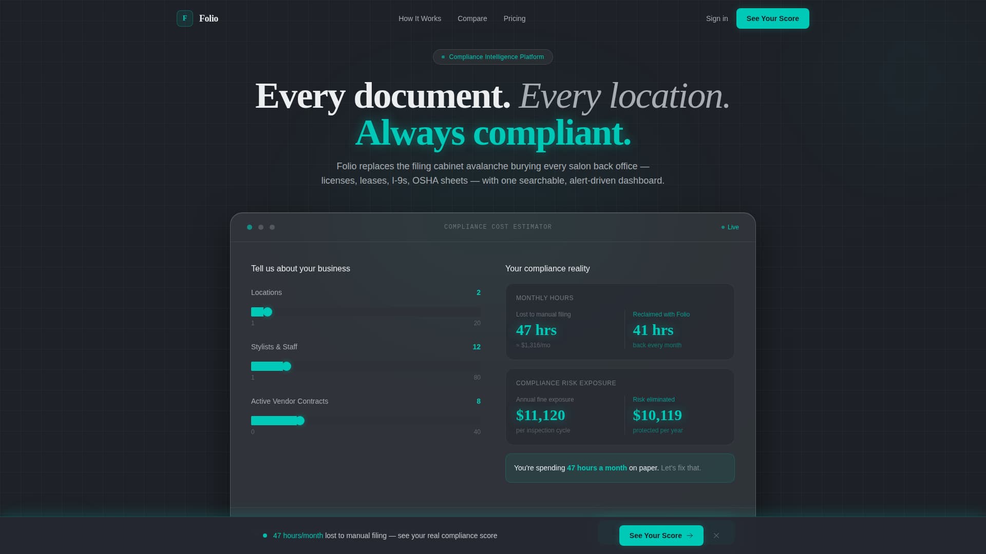 Folio - Intelligent Compliancetracking Landing Page Template