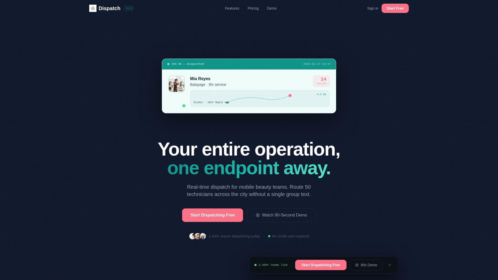 Fieldwork — Swift Operations Landing Page Template