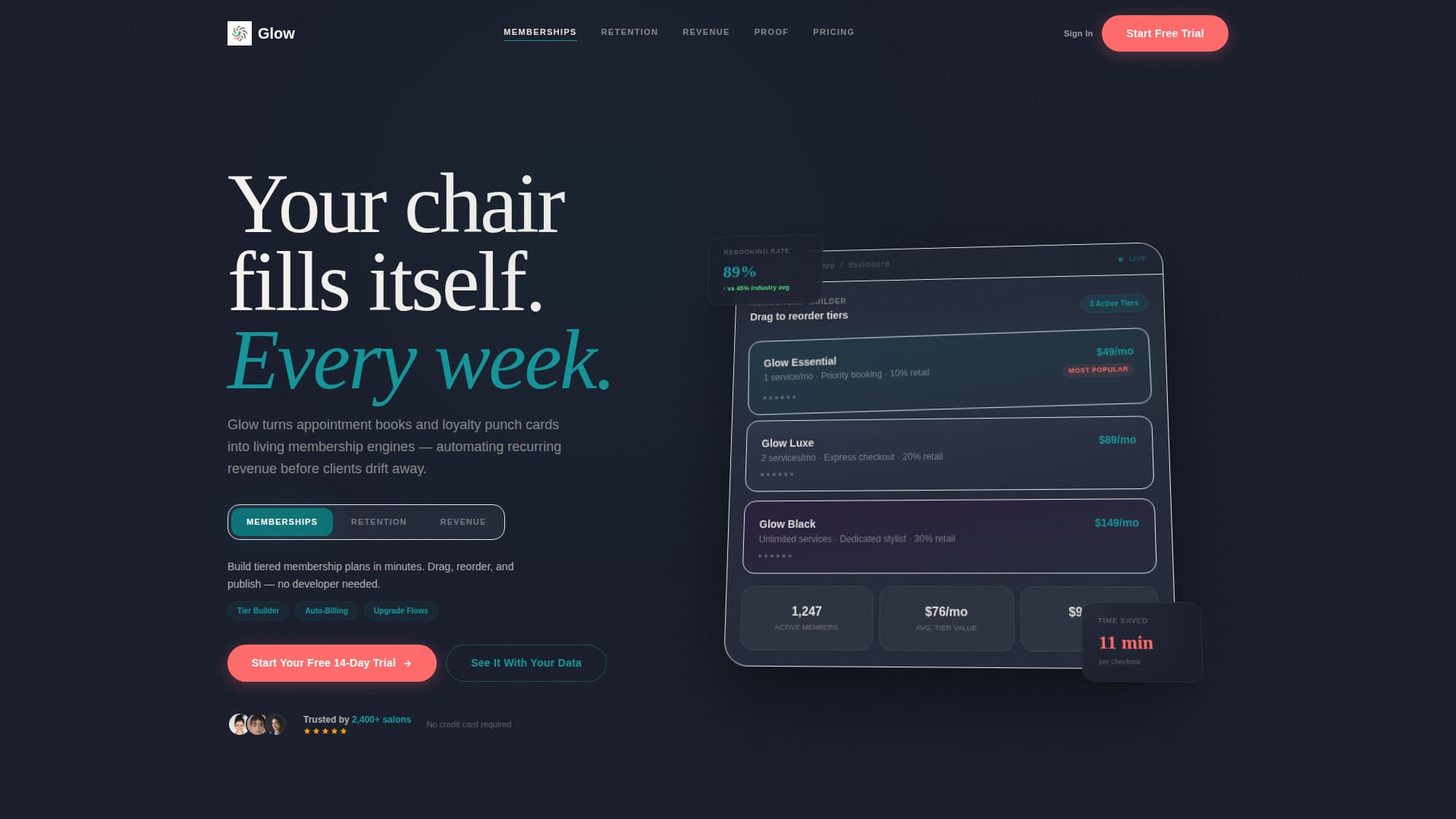 Glow - Retentiondriven Membership Landing Page Template