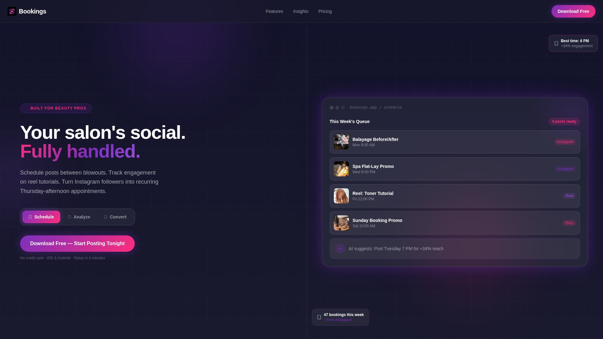 Bookings - Powerful Salon Landing Page Template