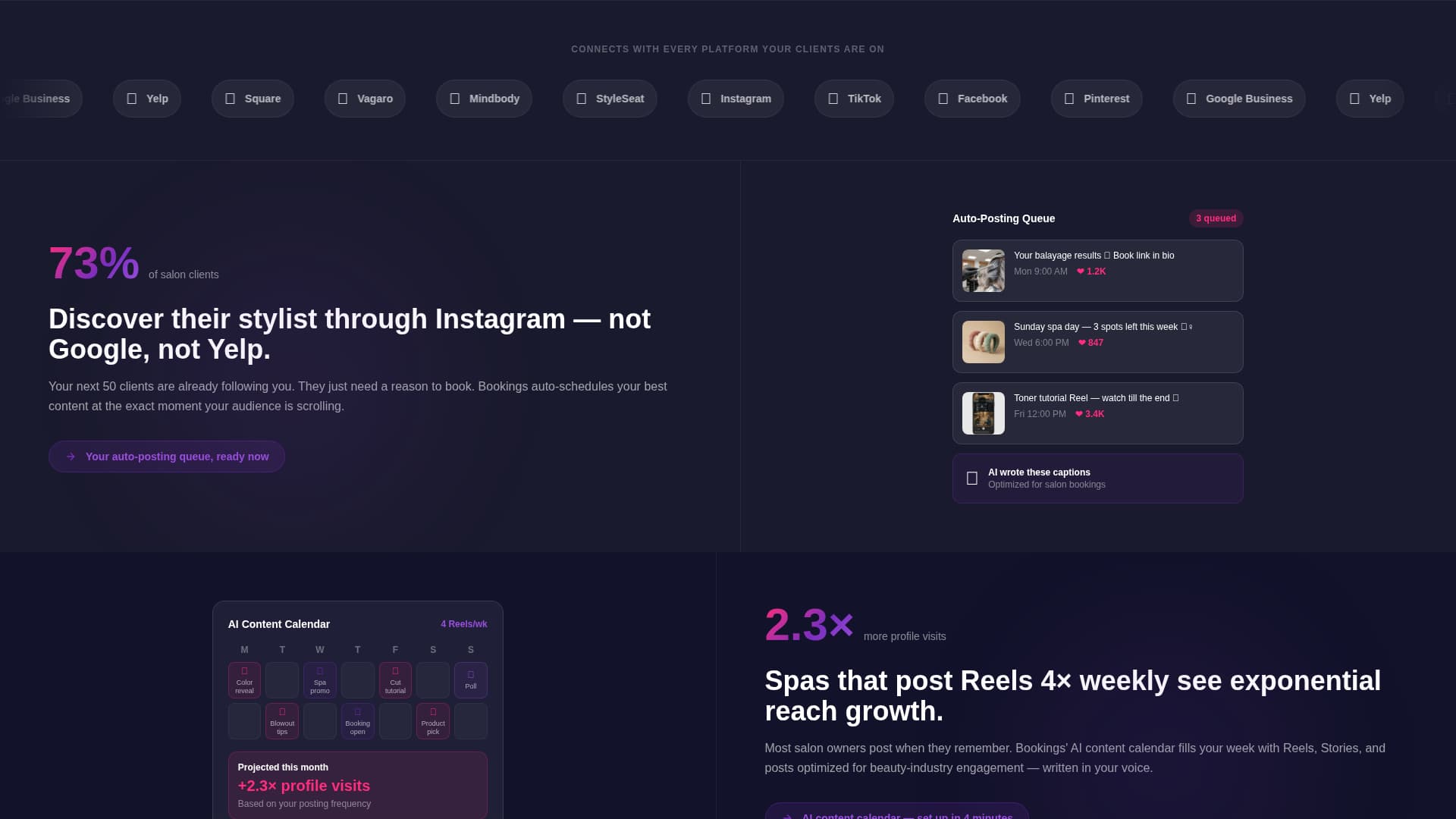 Bookings - Powerful Salon Landing Page Template
