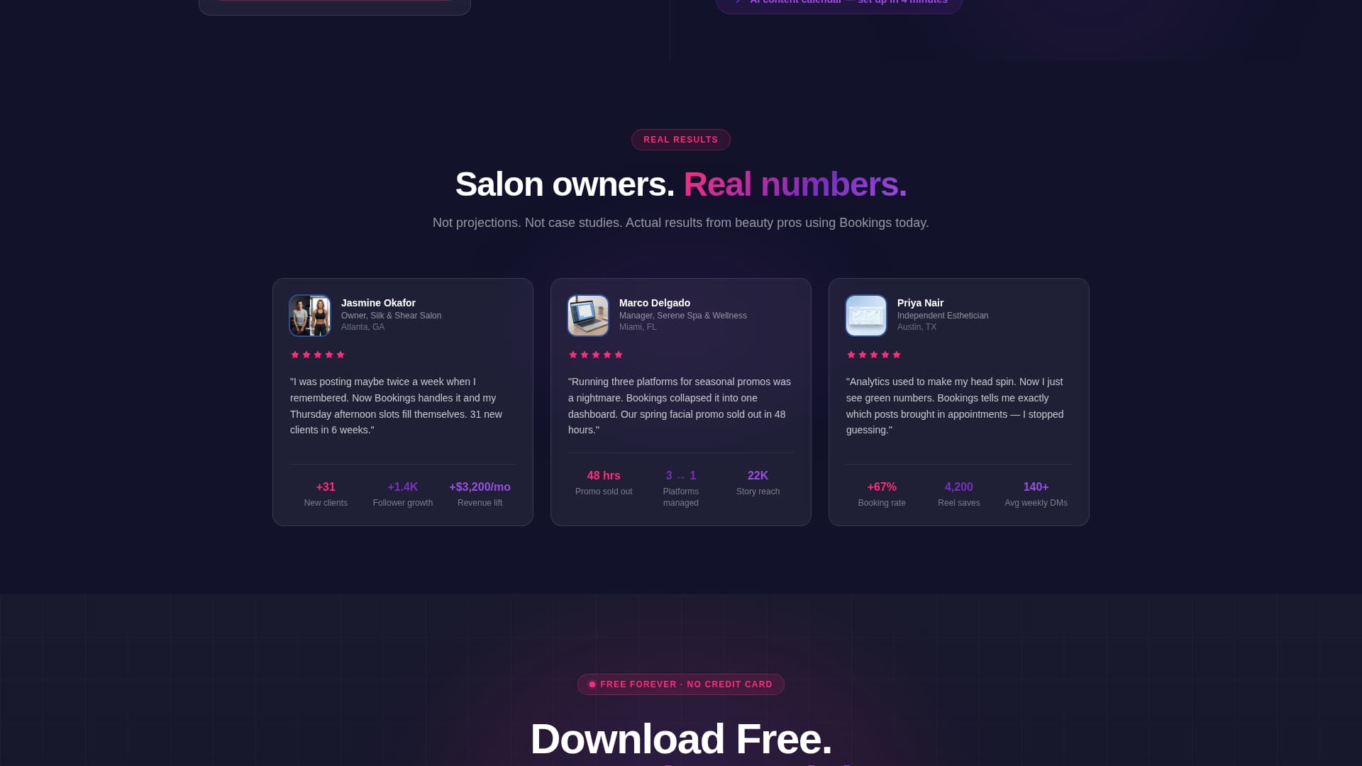 Bookings - Powerful Salon Landing Page Template