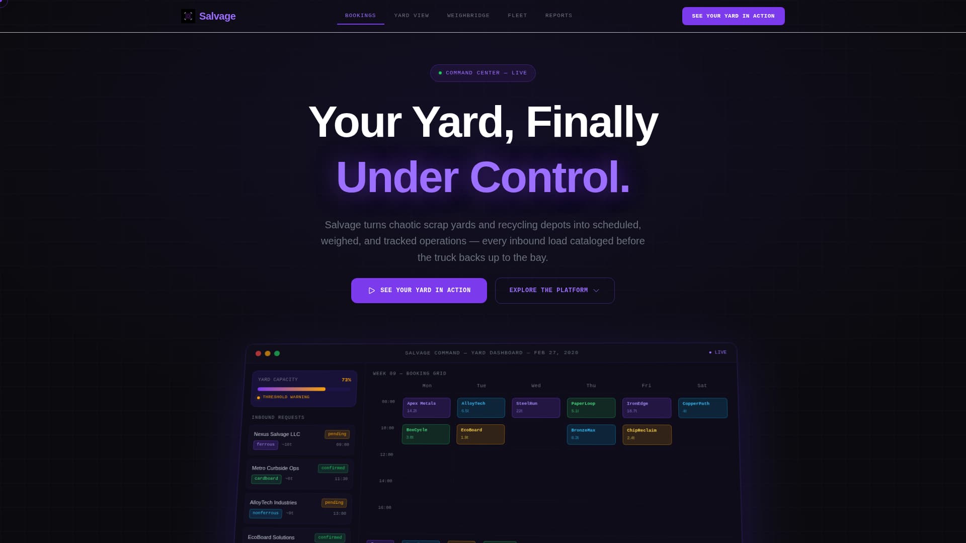 Salvage - Powerful Recycling Landing Page Template