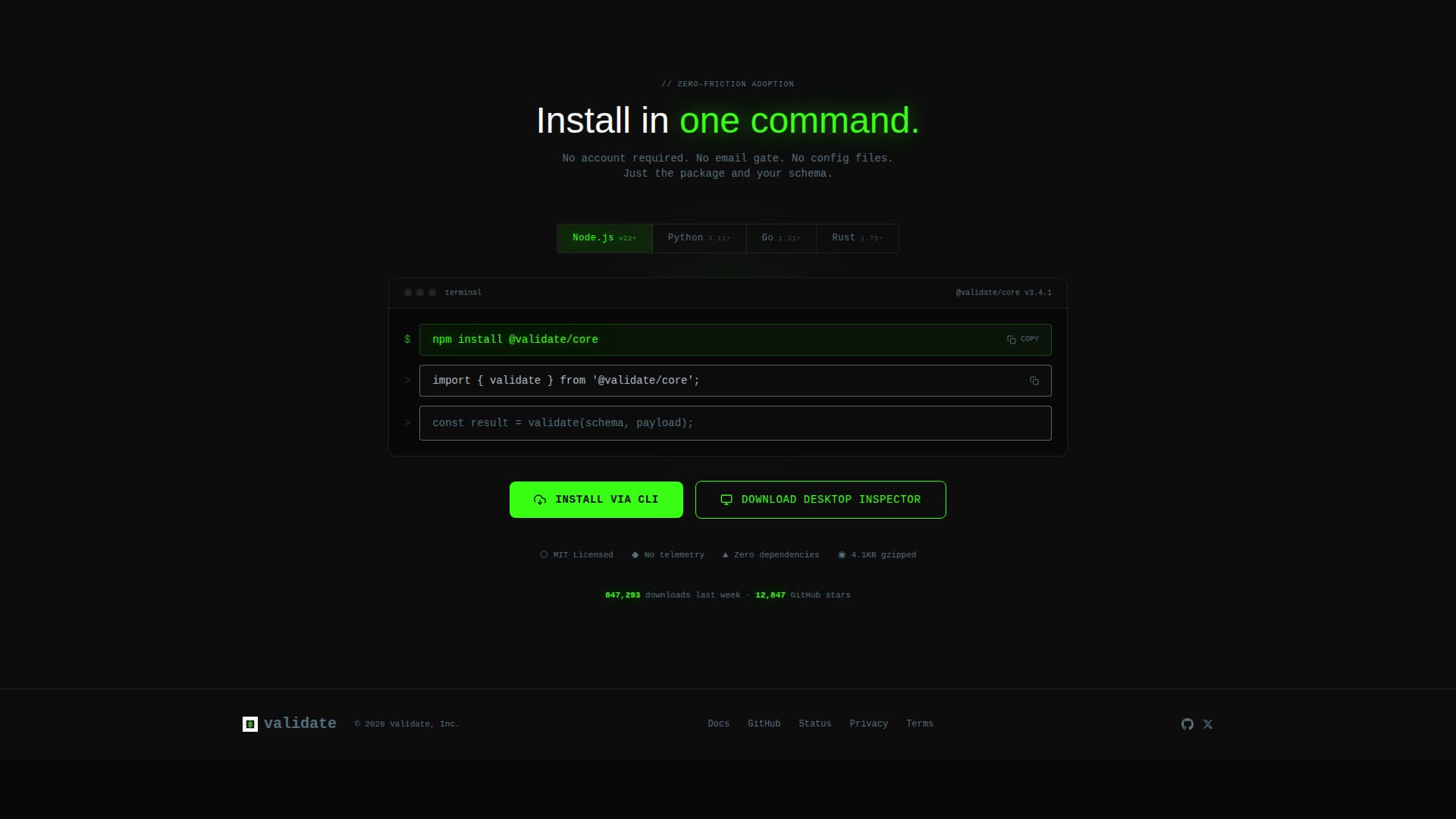 Validate - Precision Schema Validation Landing Page Template
