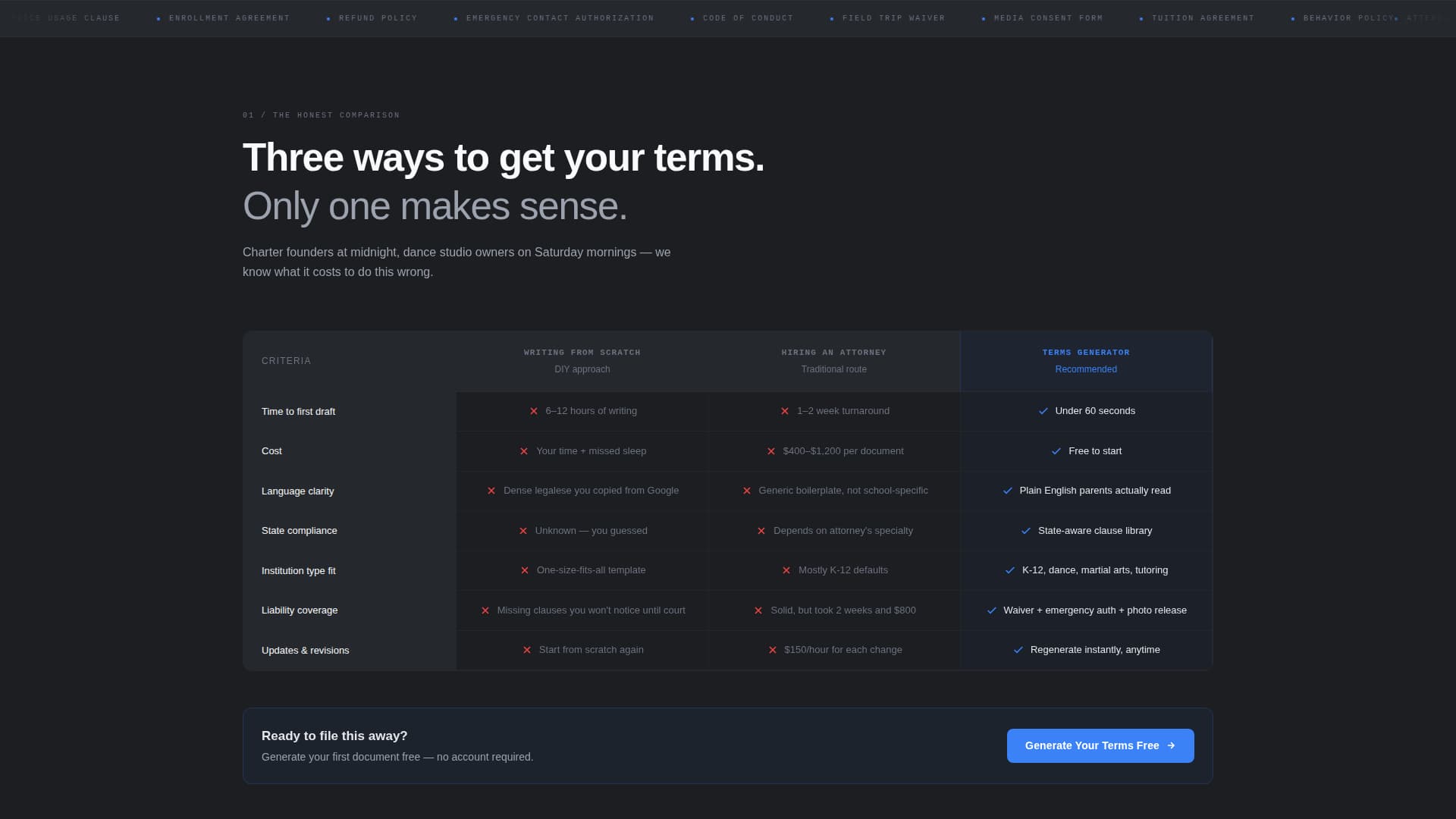 Terms - Instant School Landing Page Template