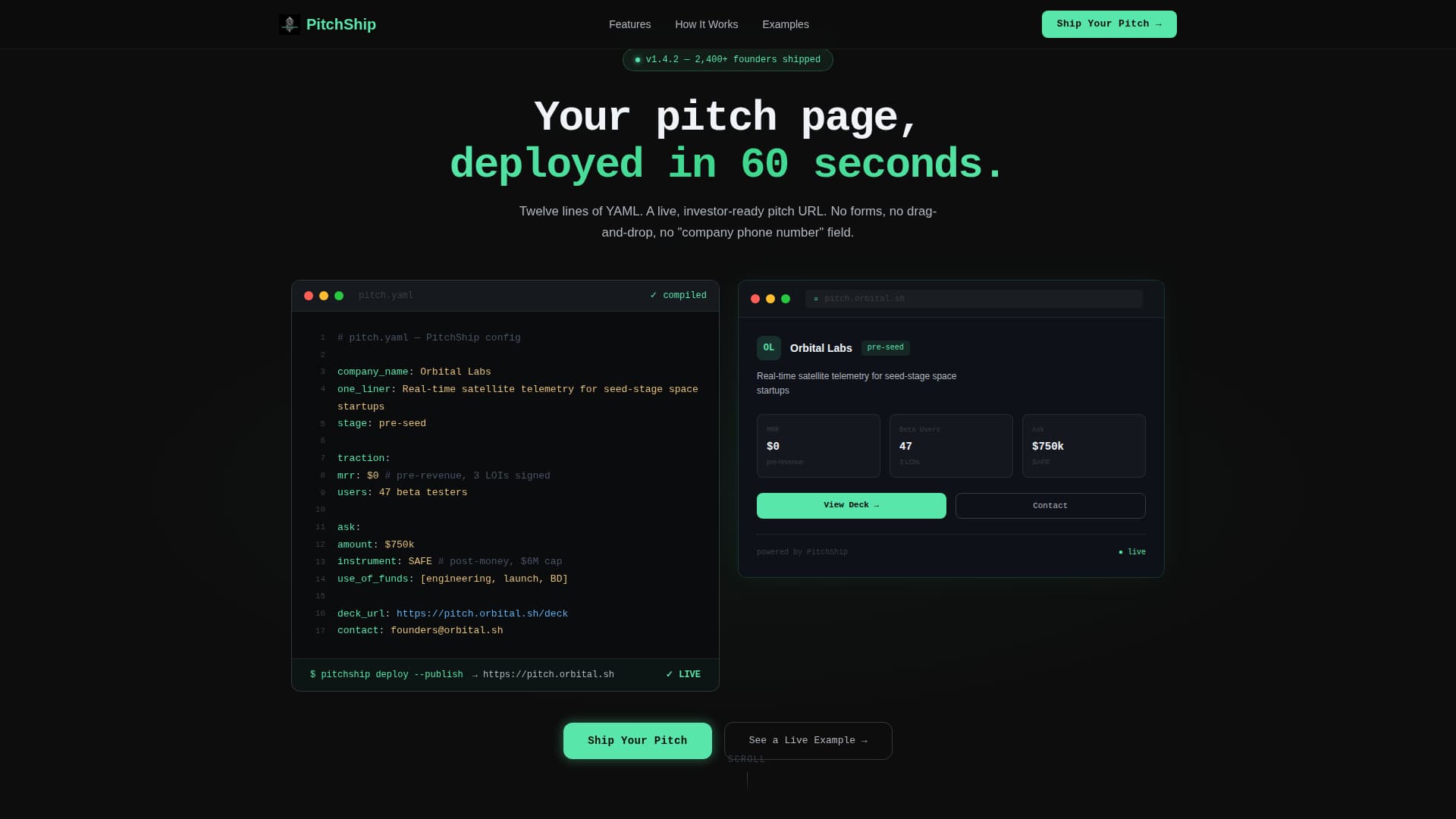 Pitchship - Powerful Startup Landing Page Template
