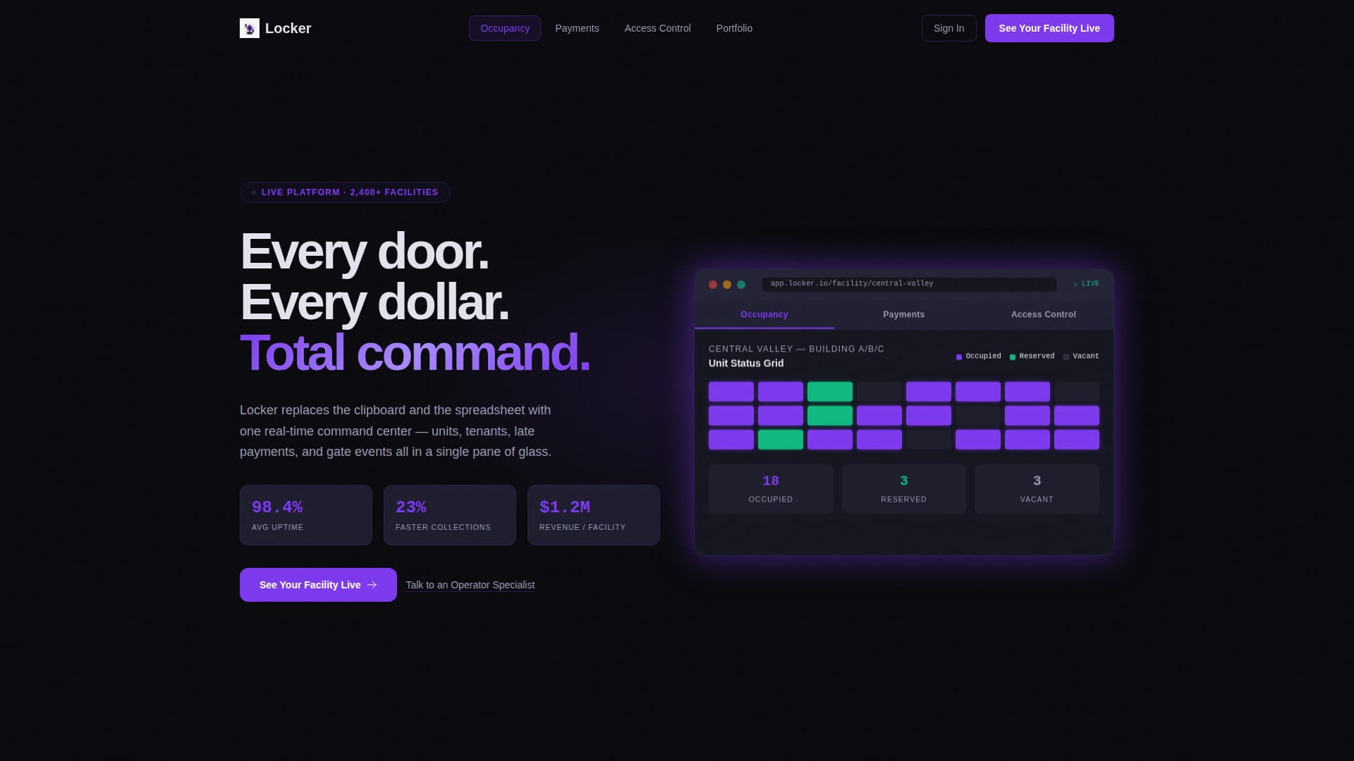 Self-Storage Vertical SaaS Professional Website Template