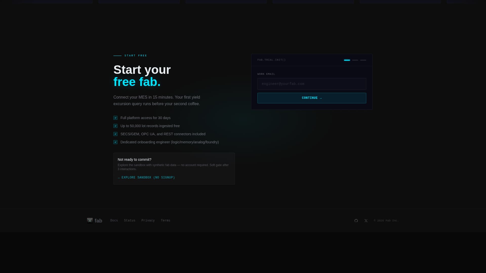 Fab - Realtime Semiconductor Landing Page Template