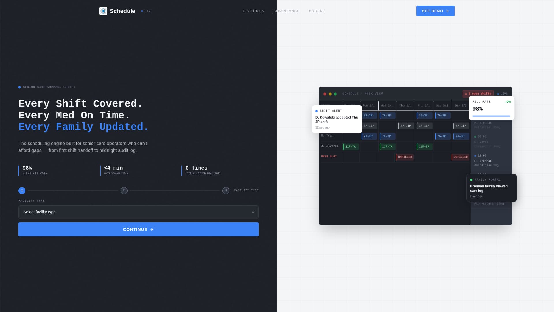 Schedule - Precision Seniorcare Landing Page Template