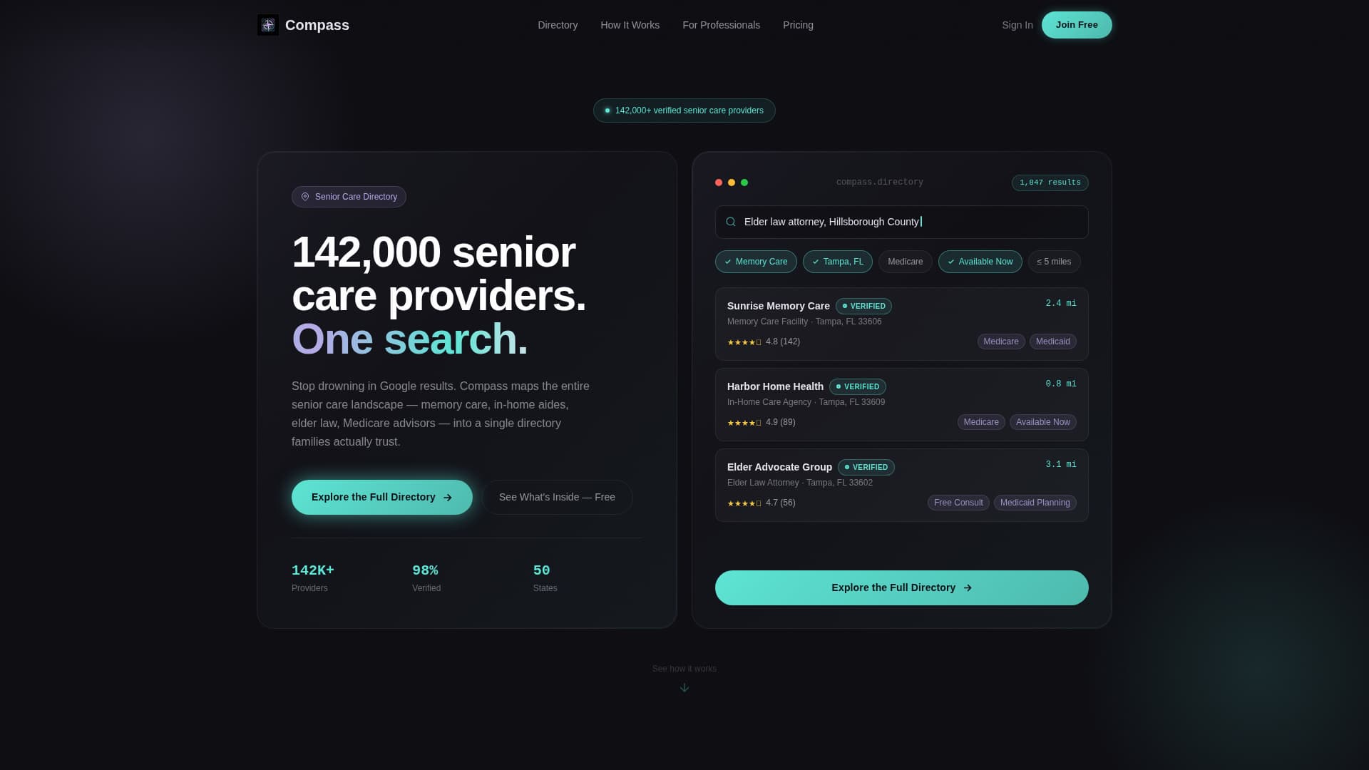Compass - Trusted Seniorcare Landing Page Template