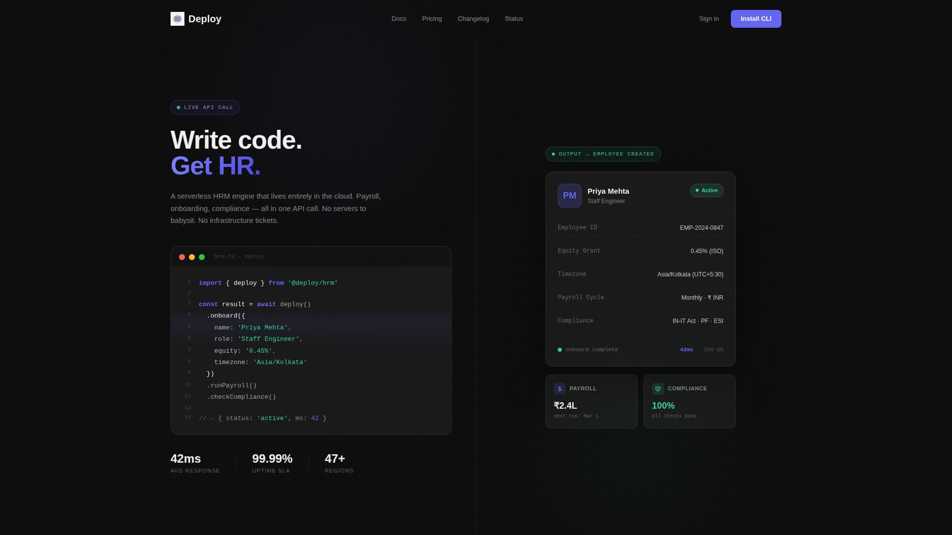 Deploy - Serverless HRM Landing Page Template