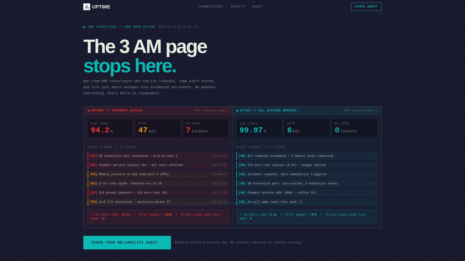 Site Reliability Engineering Technology Professional Website Template