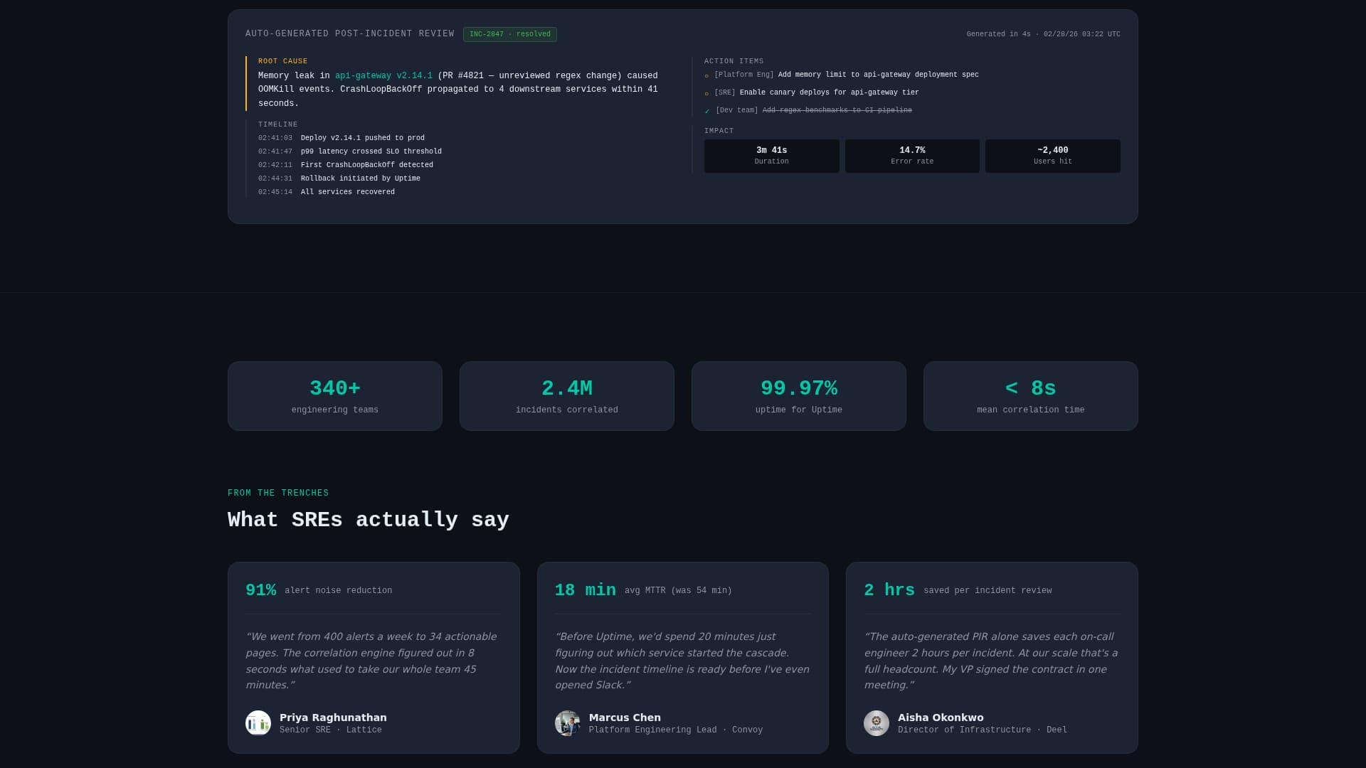 Resilience — SRE Monitoring Landing Page Template