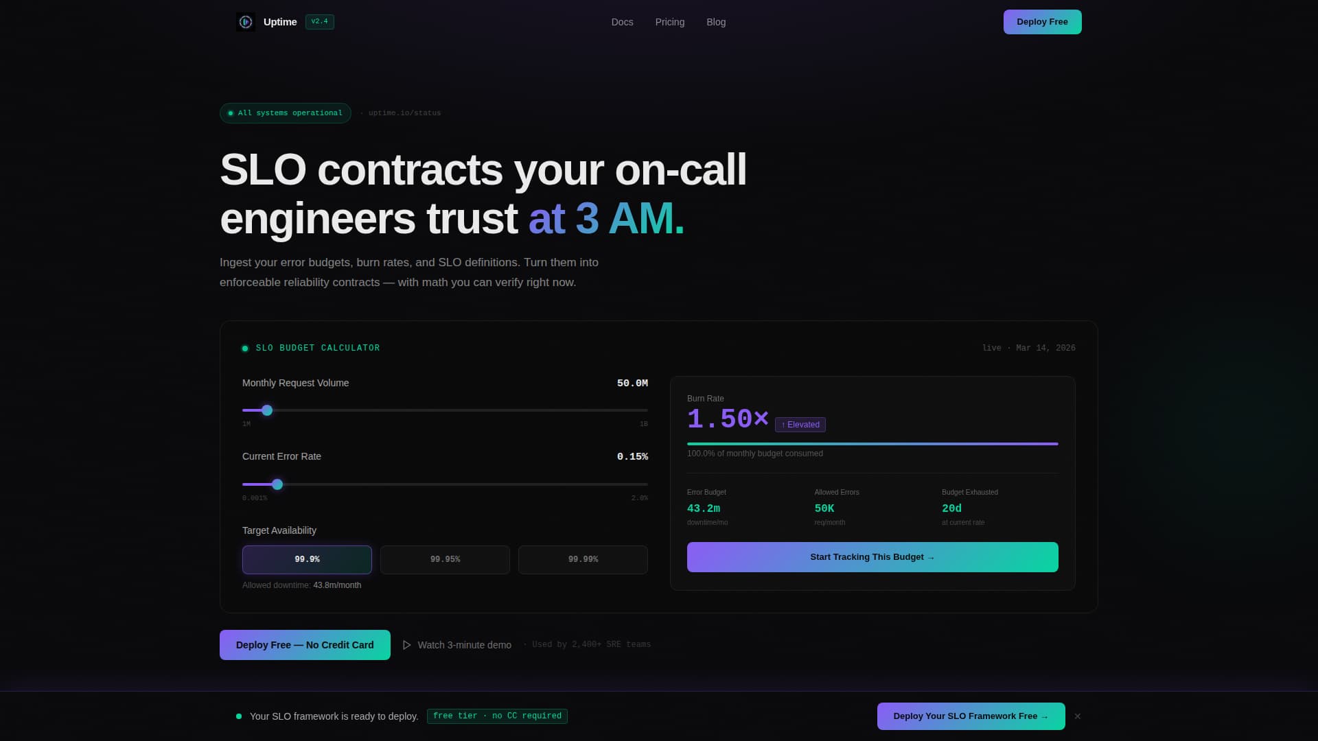 Uptime - Reliable SRE Landing Page Template