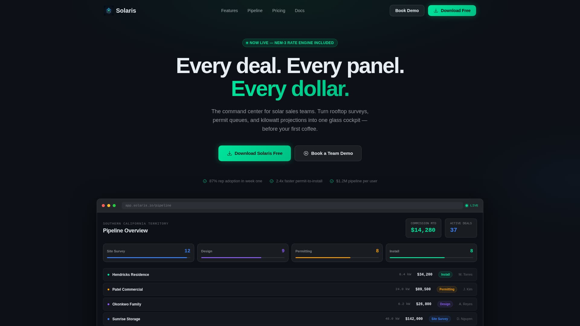 Solaris - Powerful Solar CRM Landing Page Template