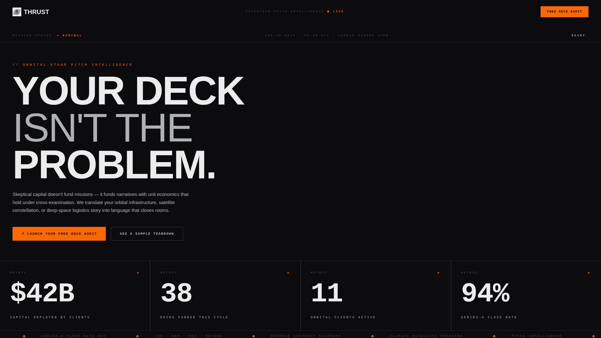 Thrust - High-Impact Spacetech Landing Page Template