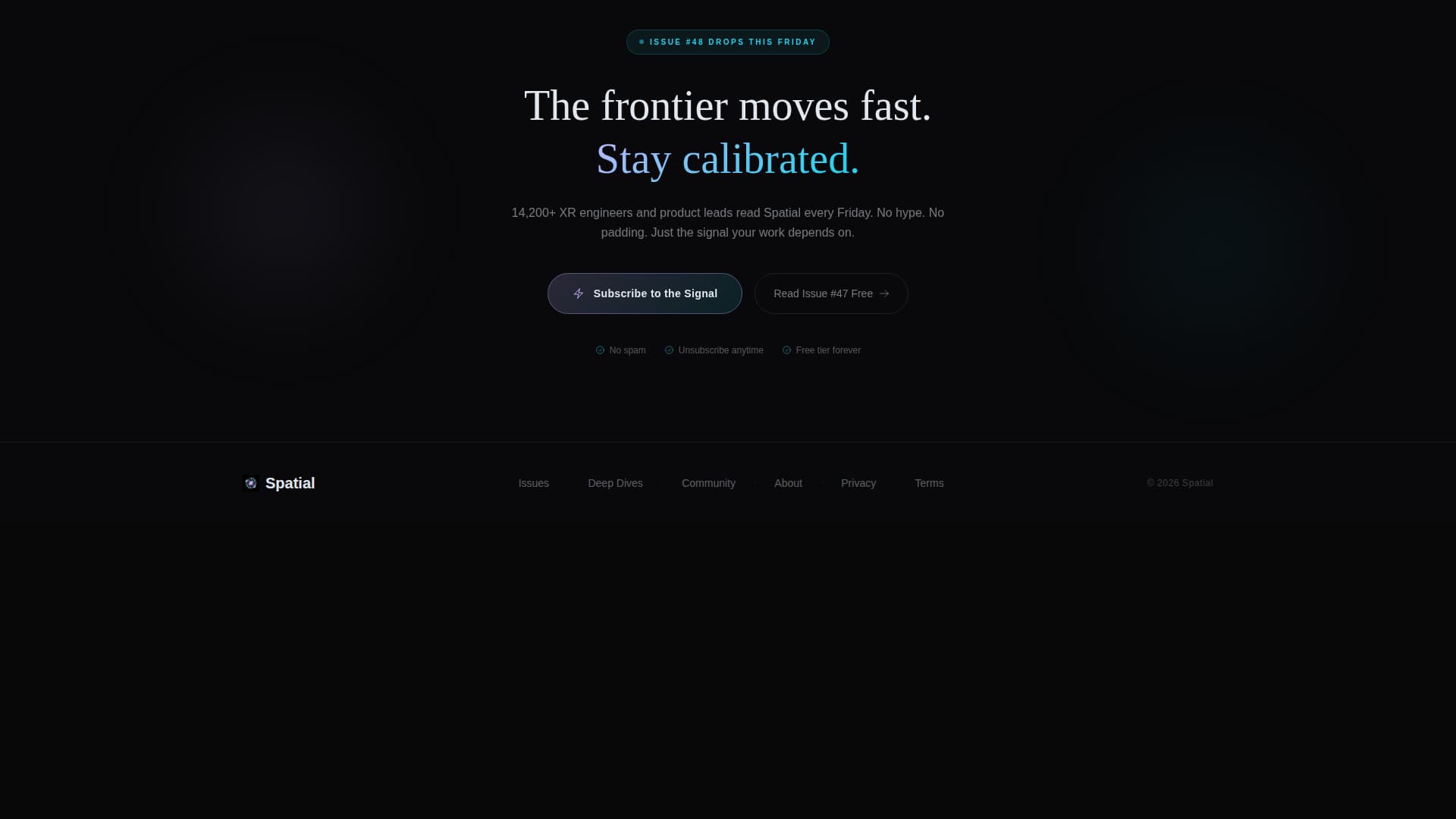 Spatial - Immersive Newsletter Landing Page Template