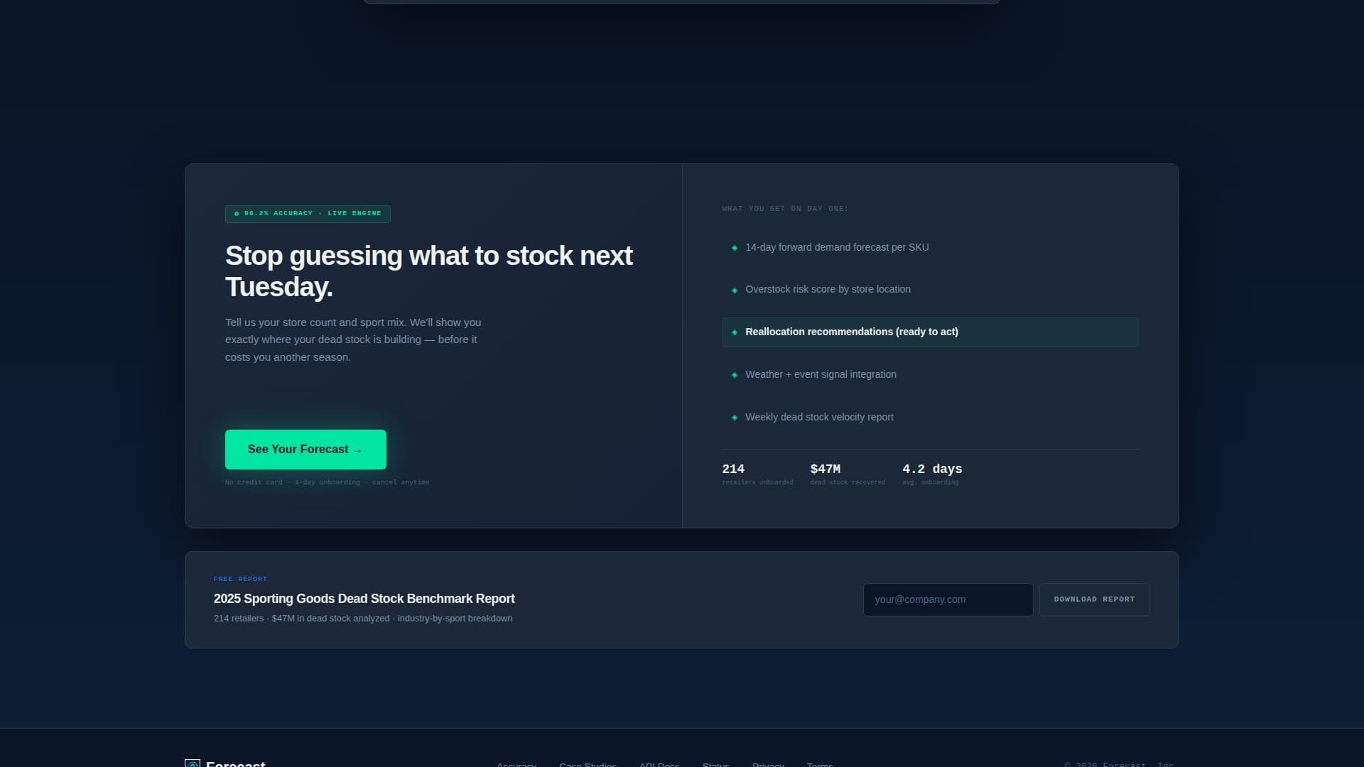 Forecast - Predictive Inventory Landing Page Template