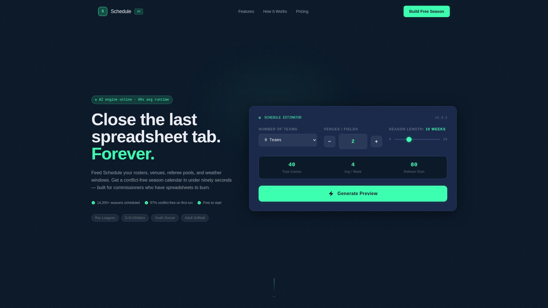 Schedulr - Intelligent Sportsscheduling Landing Page Template
