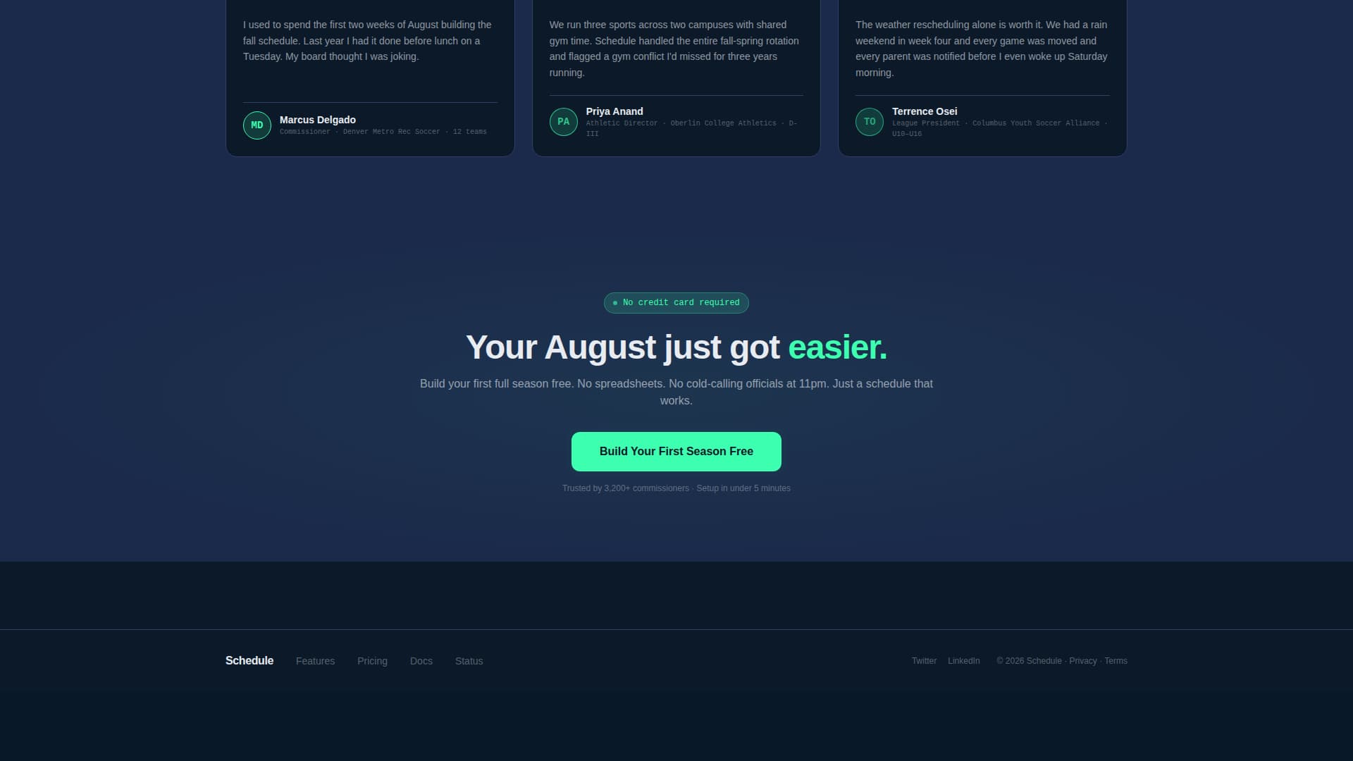Schedulr - Intelligent Sportsscheduling Landing Page Template