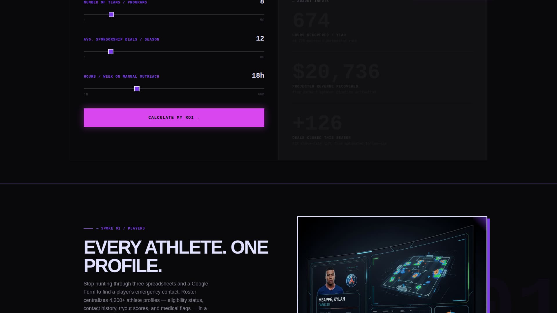 Roster - Powerful SportsCRM Landing Page Template