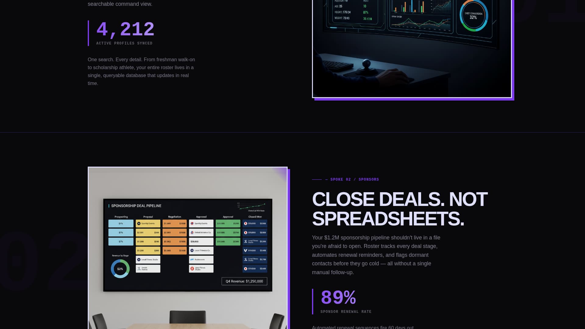Roster - Powerful SportsCRM Landing Page Template