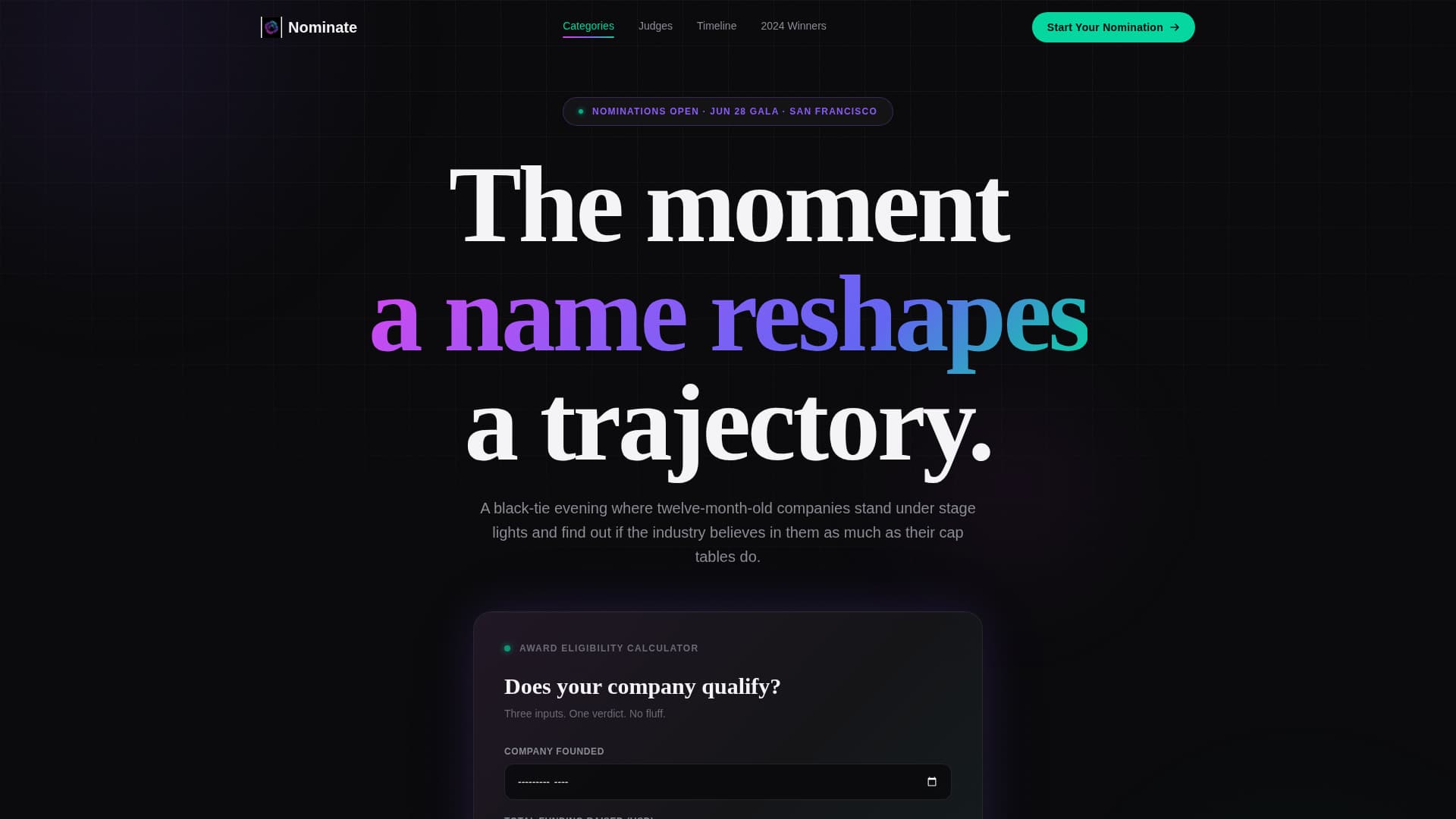 Startup - Premium Awards Landing Page Template