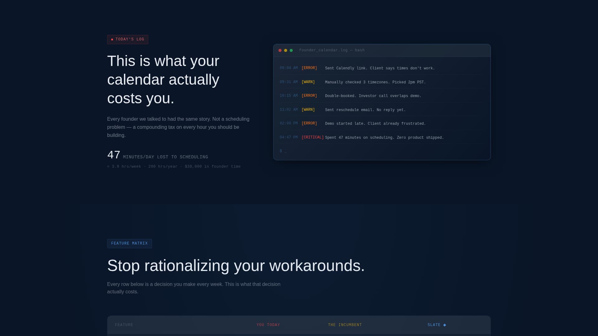 Slate - Powerful Scheduling Landing Page Template