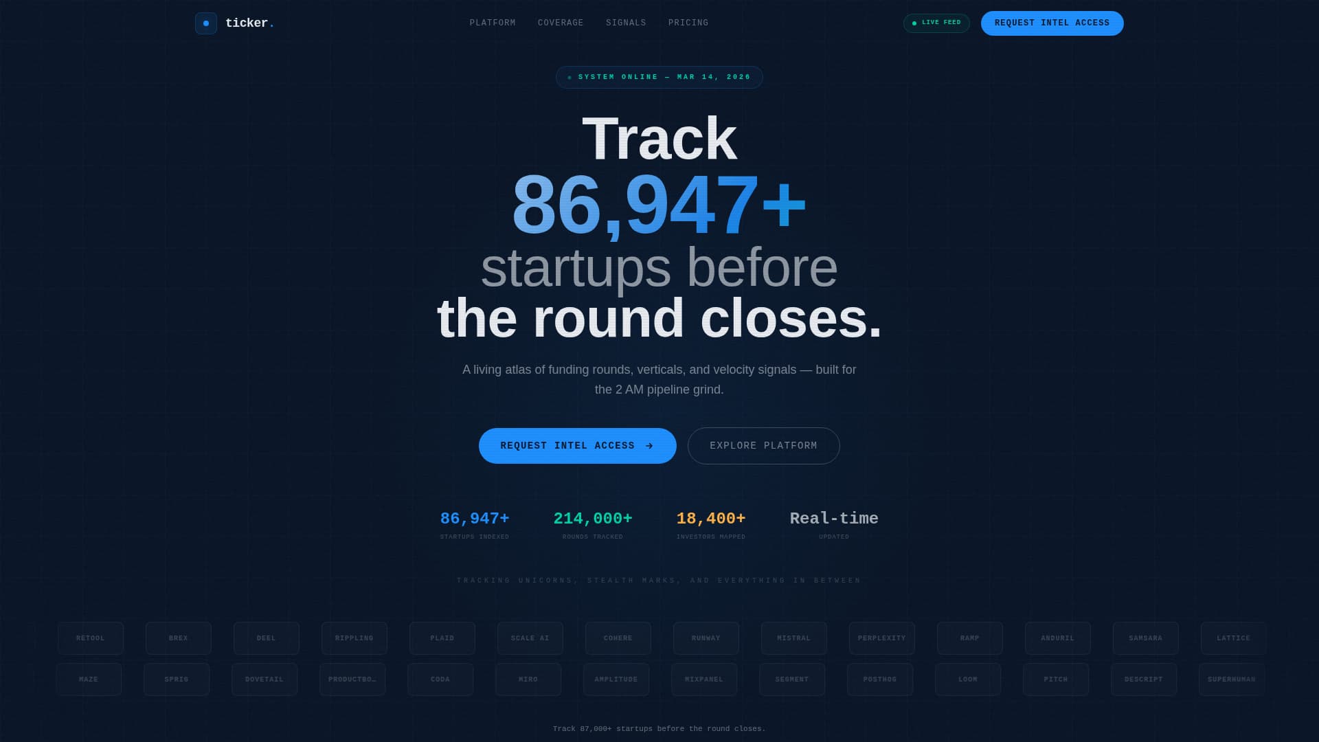 Ticker - Powerful Startup Landing Page Template
