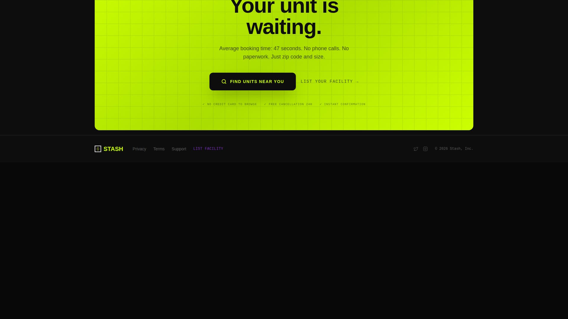 Stash - Dynamic Storage Landing Page Template