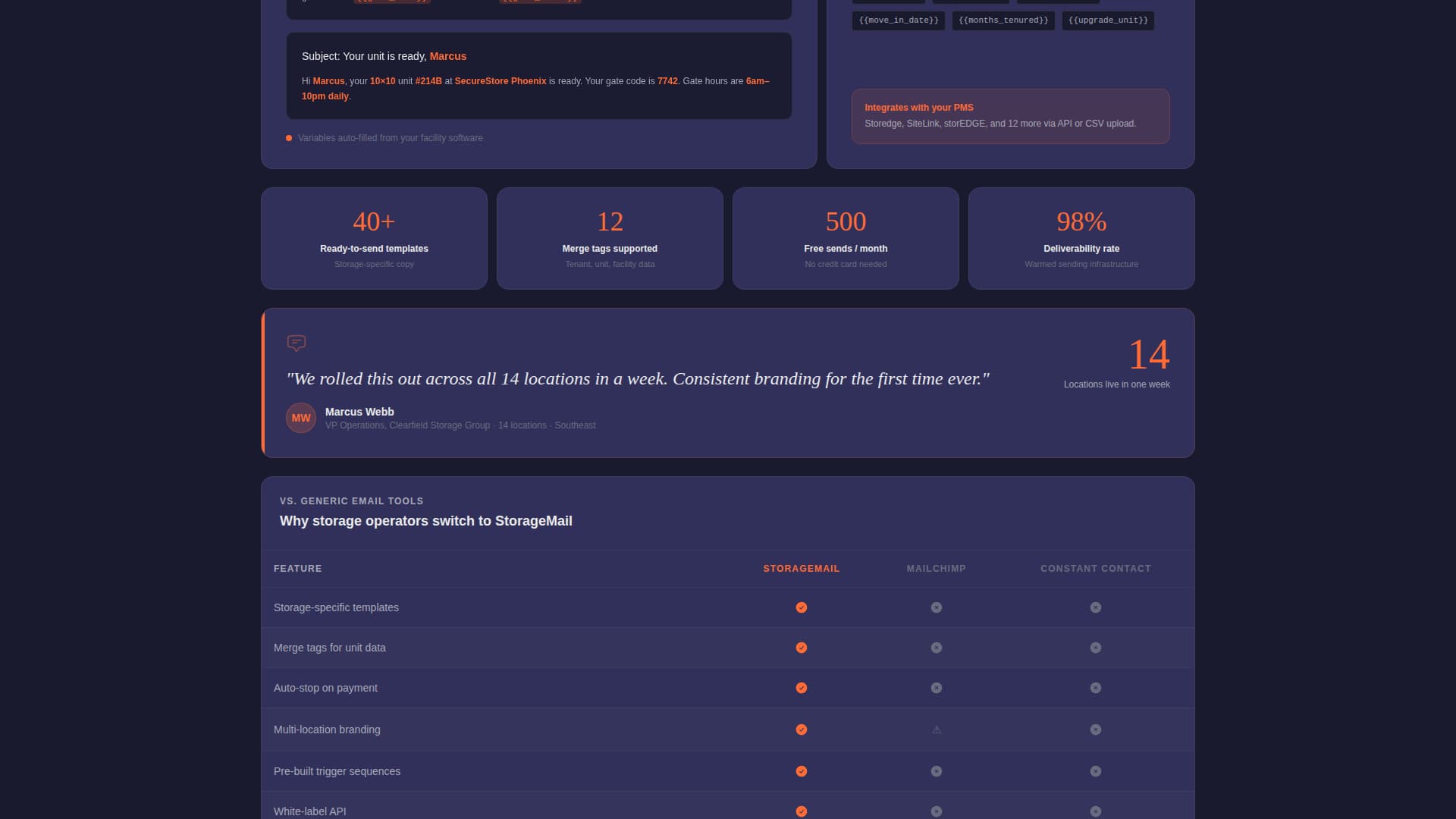 StorageMail - High-Performance Email Landing Page Template