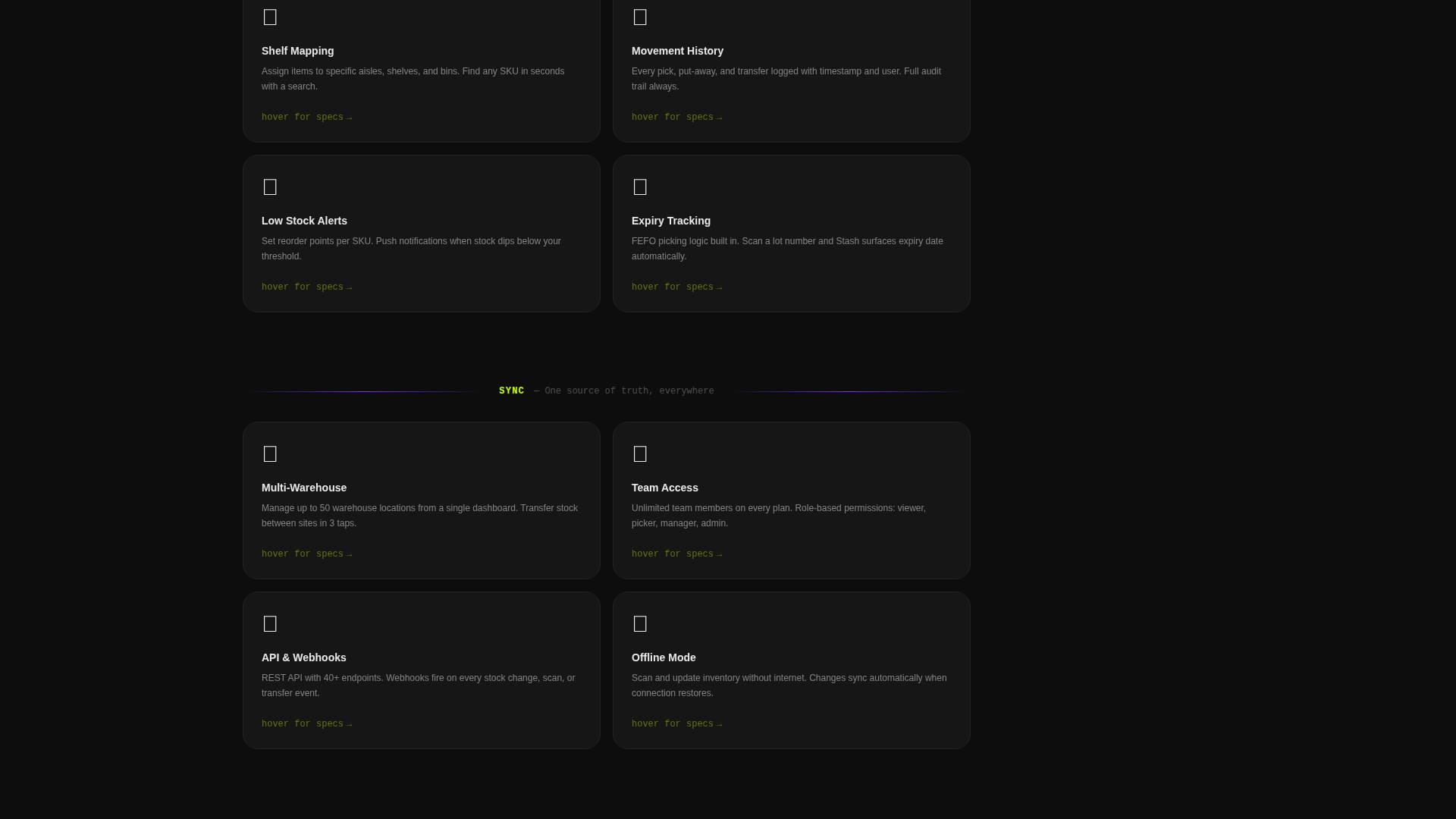 Stash - Dynamic Inventory Landing Page Template