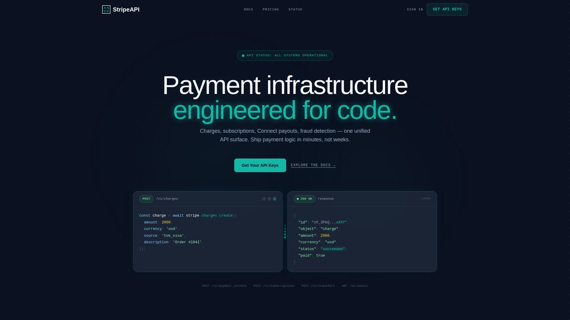Stripe Documentation Professional Website Template