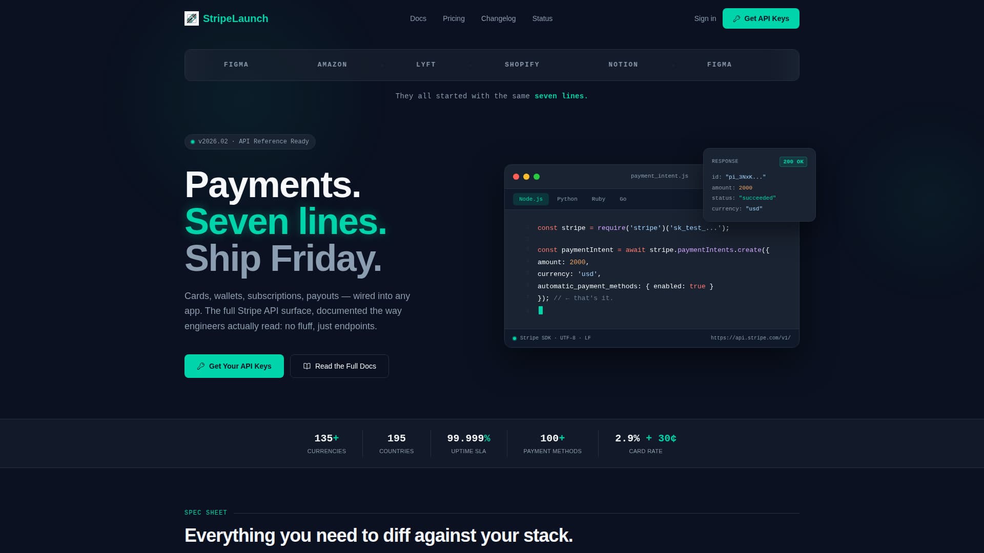 Stripe - Powerful Payments Landing Page Template