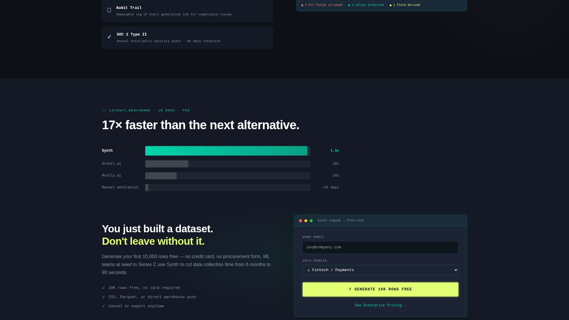Synth - Powerful Synthetic Data Landing Page Template