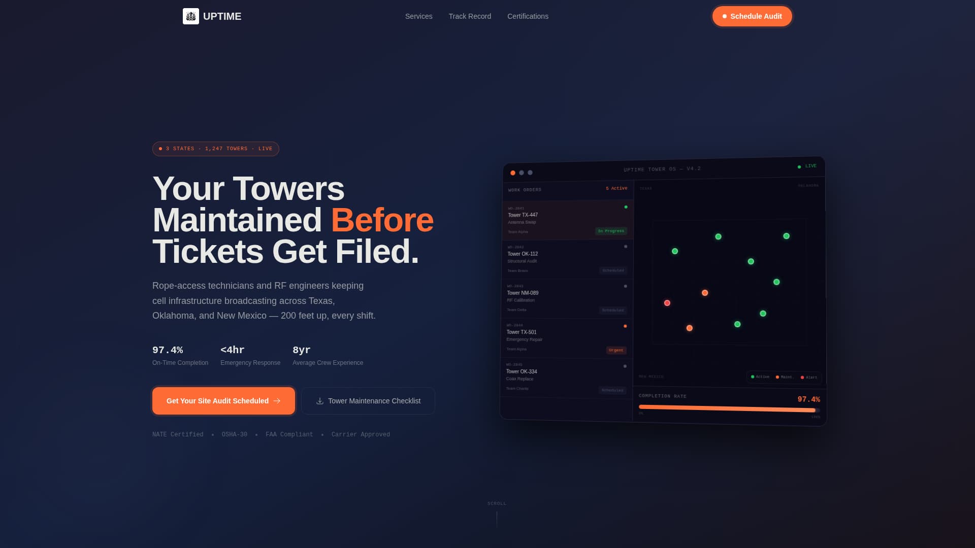 Uptime - High-Performance Tower Maintenance Landing Page Template