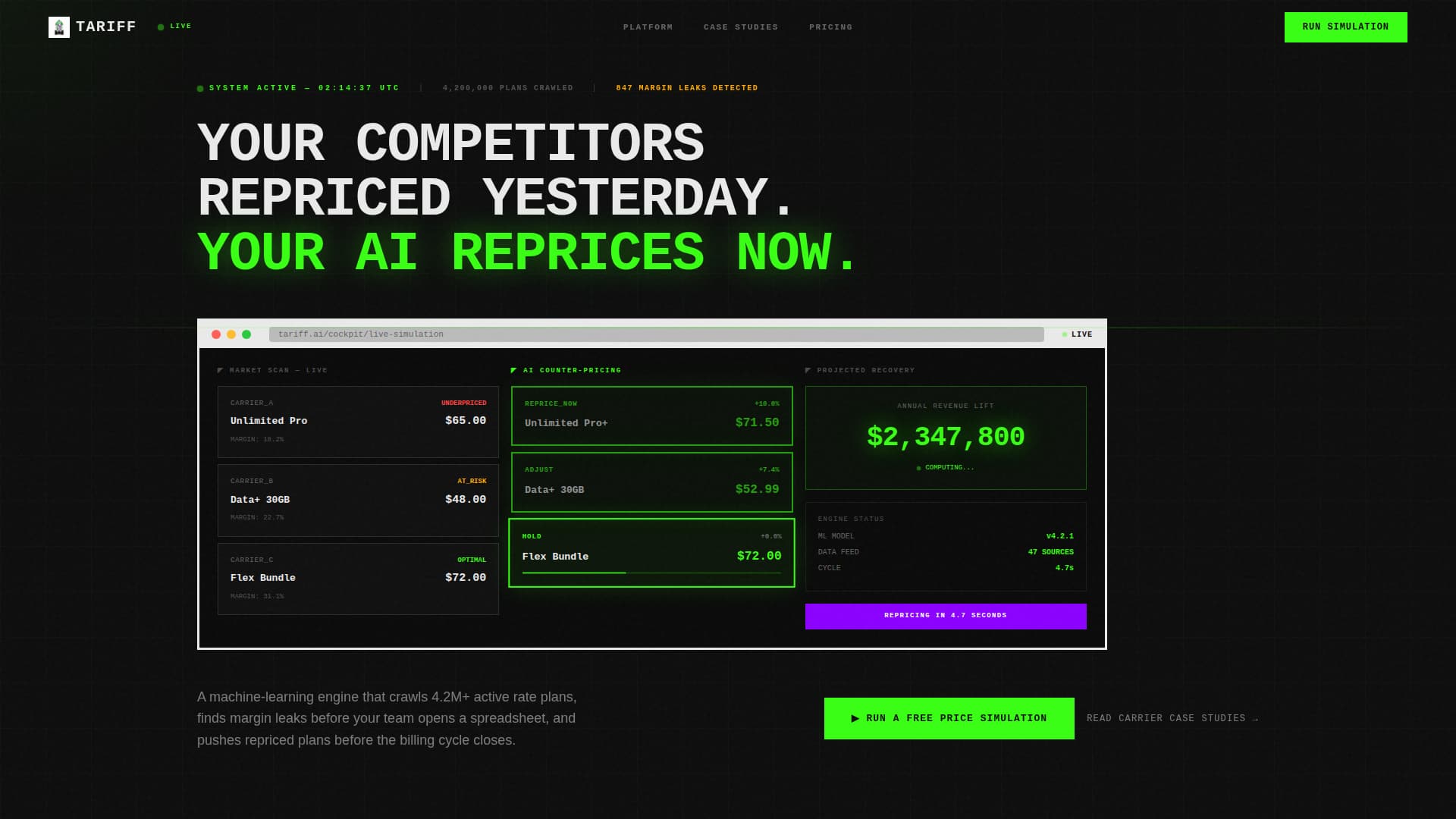 Tariff - Dynamic Telecom Landing Page Template