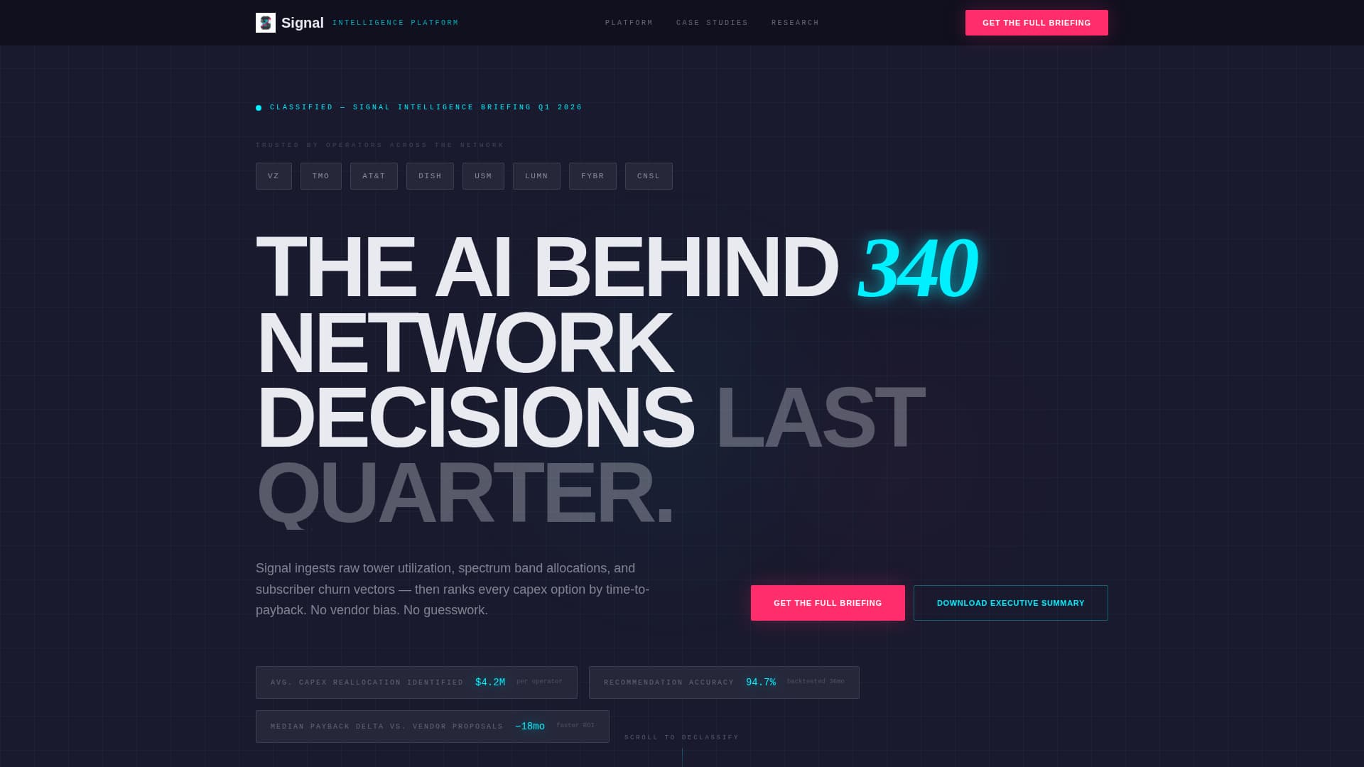 Signal - Intelligent Telecom Landing Page Template