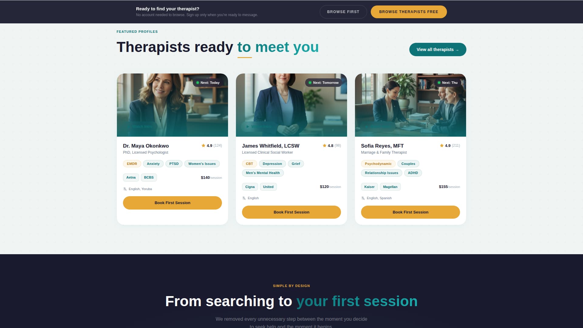 Session - Calming Therapist Landing Page Template