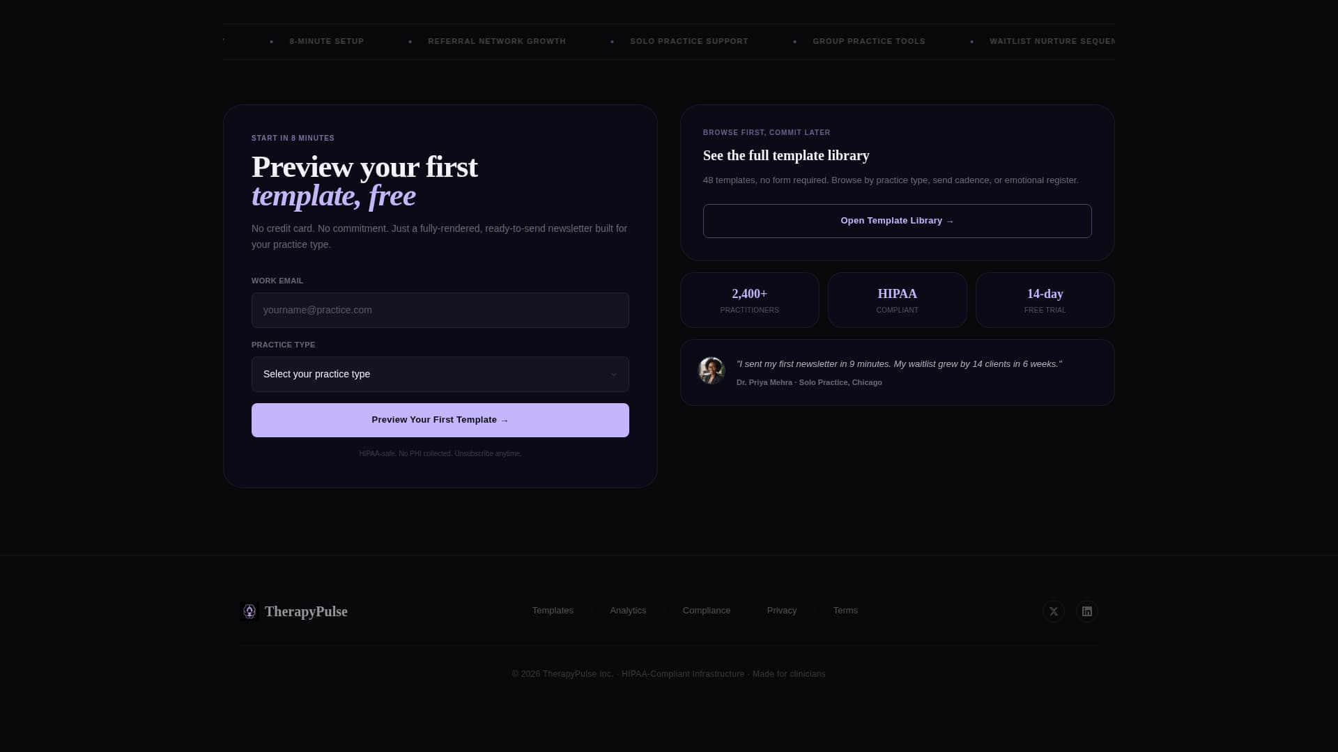 Session - Intentional TherapyNewsletter Landing Page Template
