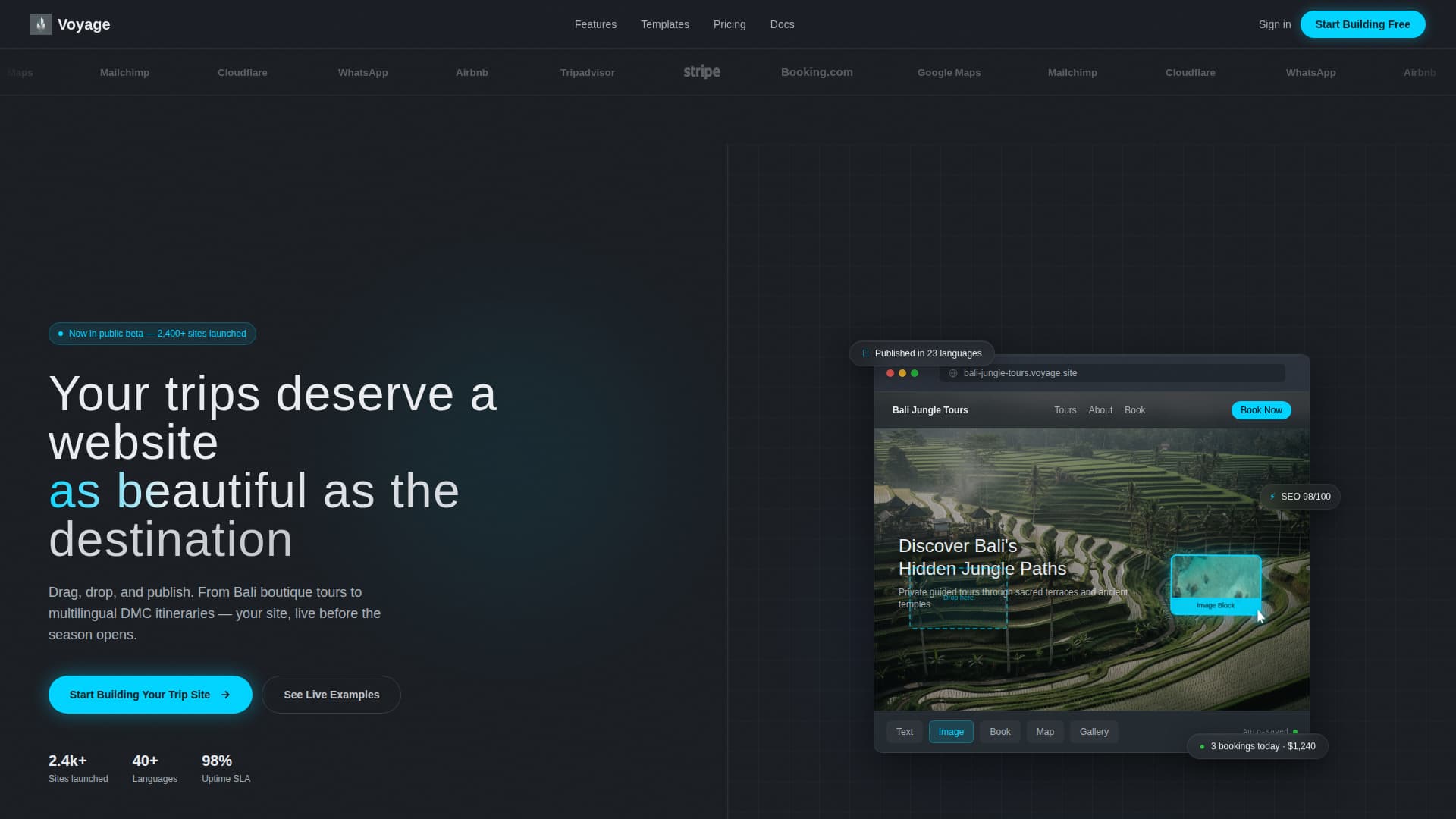 Voyage - Powerful Travelbuilder Landing Page Template