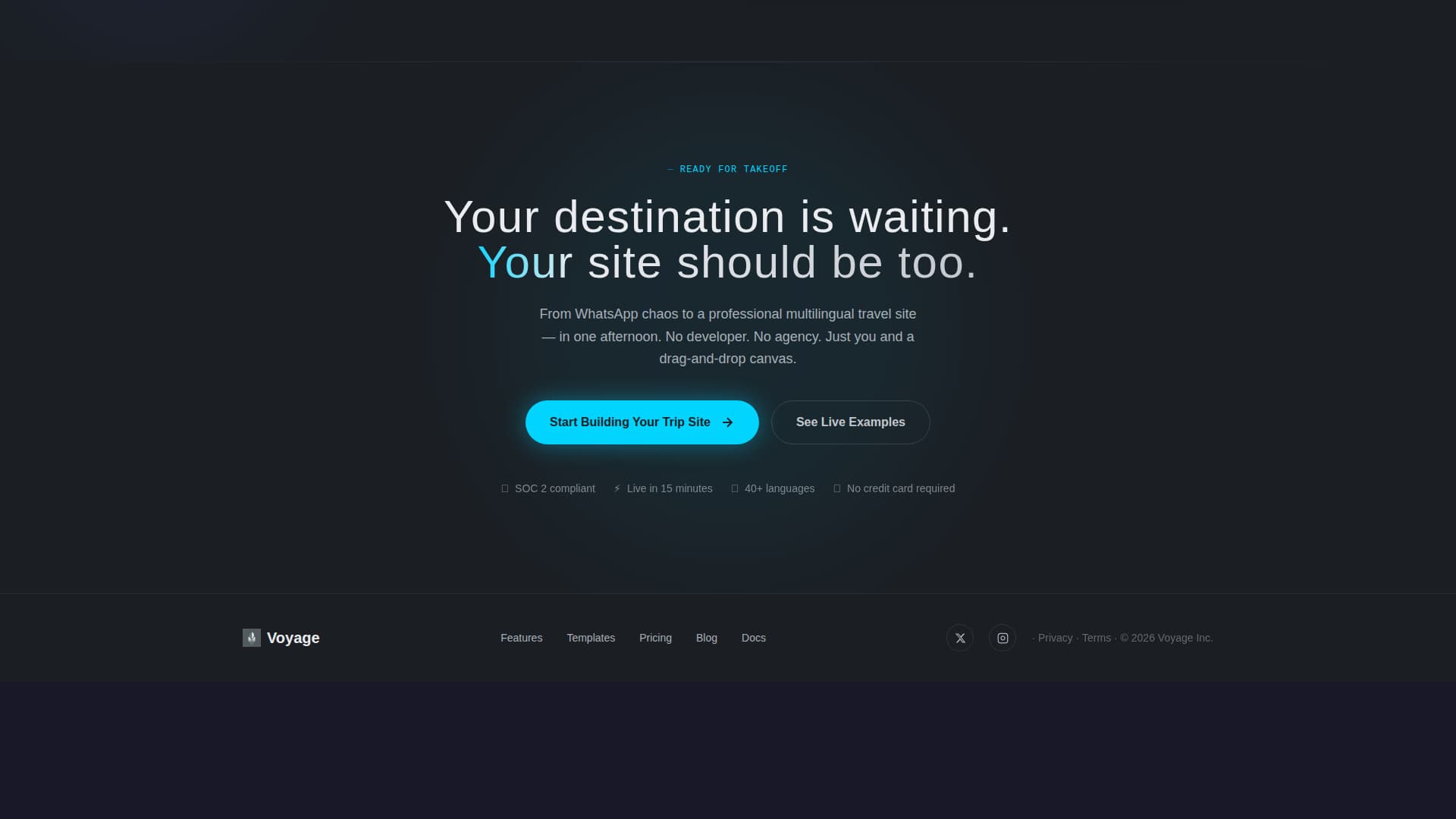 Voyage - Powerful Travelbuilder Landing Page Template