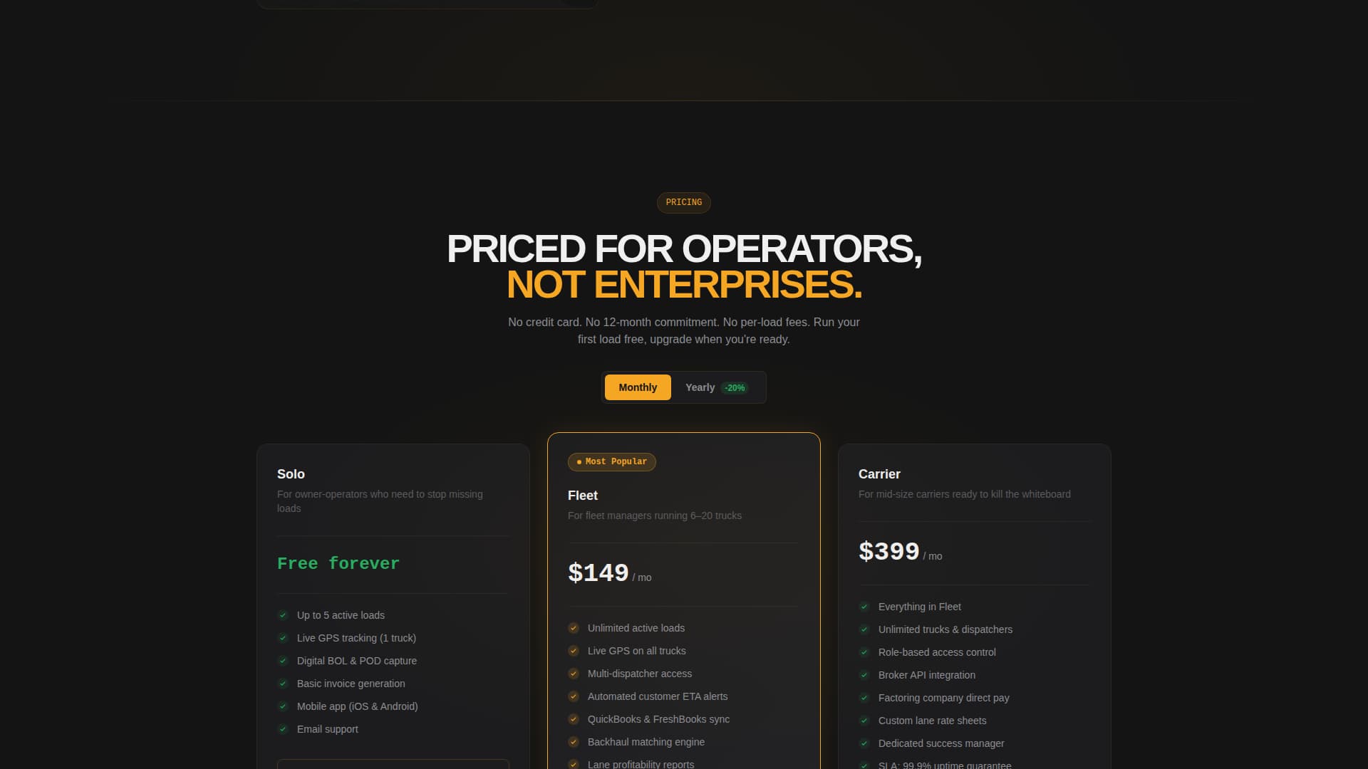 Fleet Logistics Trucking — Landing Page Template