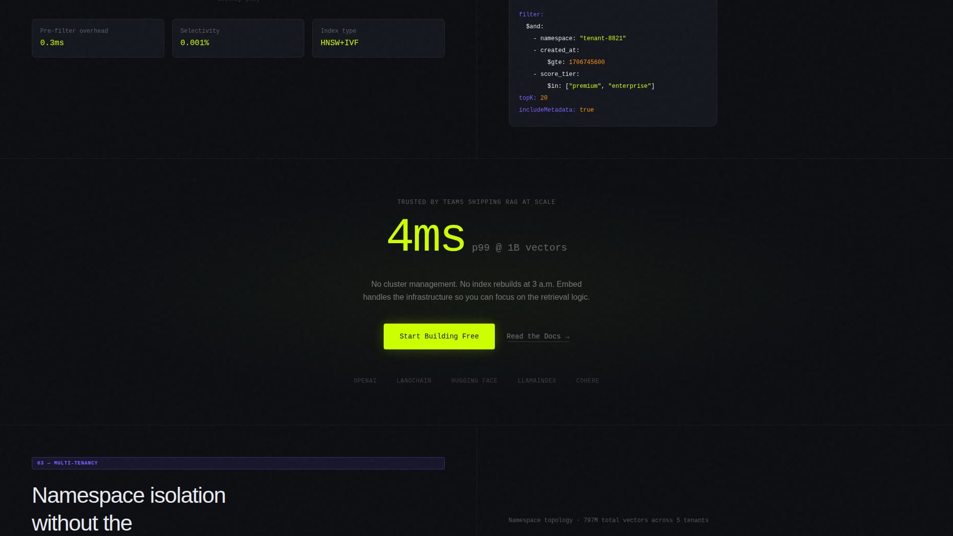 Embed - Powerful Vectordatabase Landing Page Template