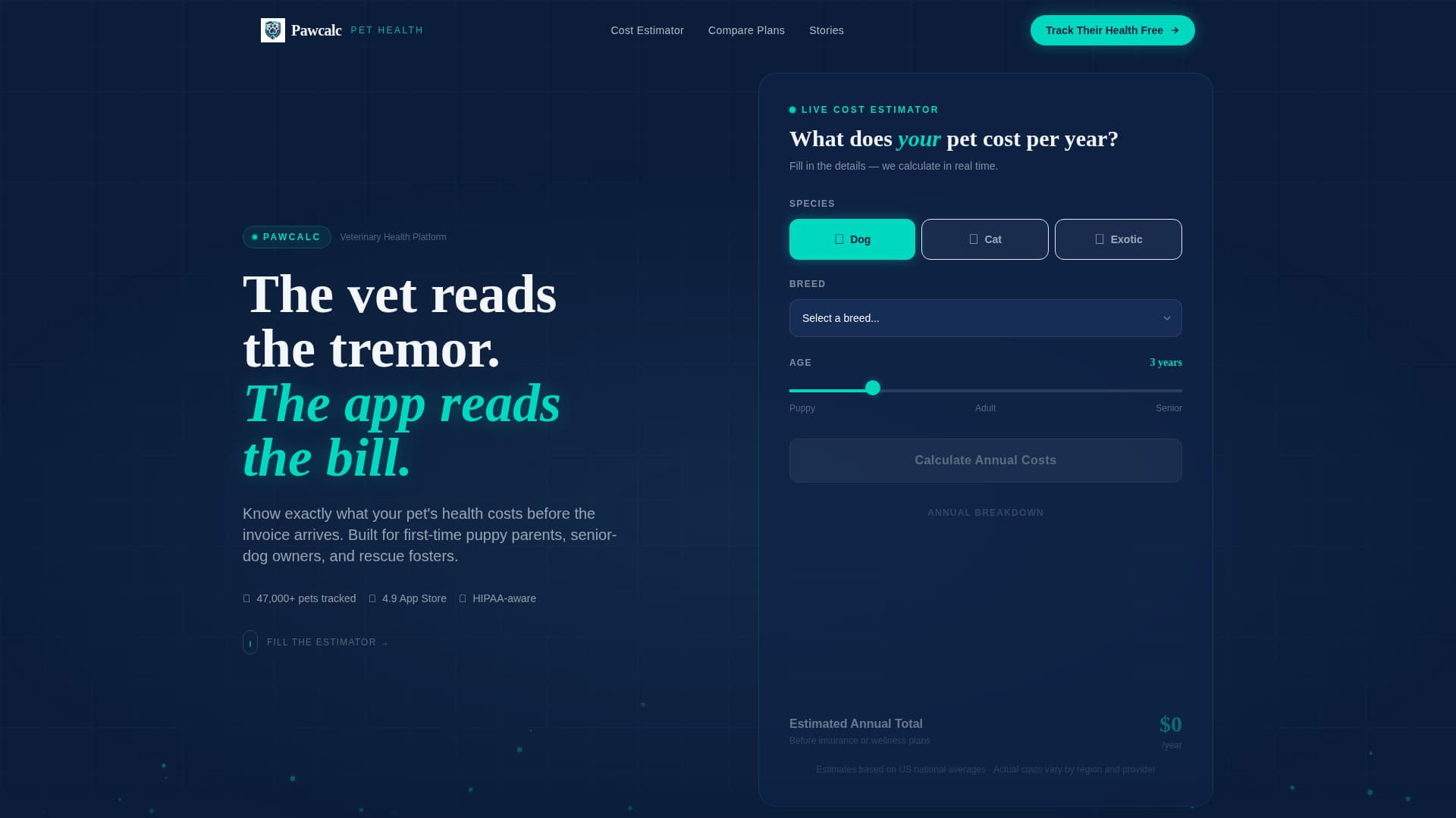 Pawcalc - Dynamic Veterinary Landing Page Template