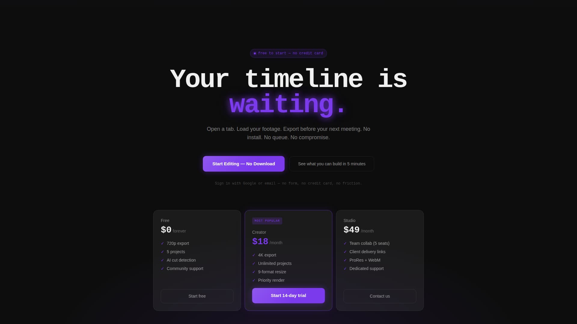 Splice - Powerful Video Editing Landing Page Template